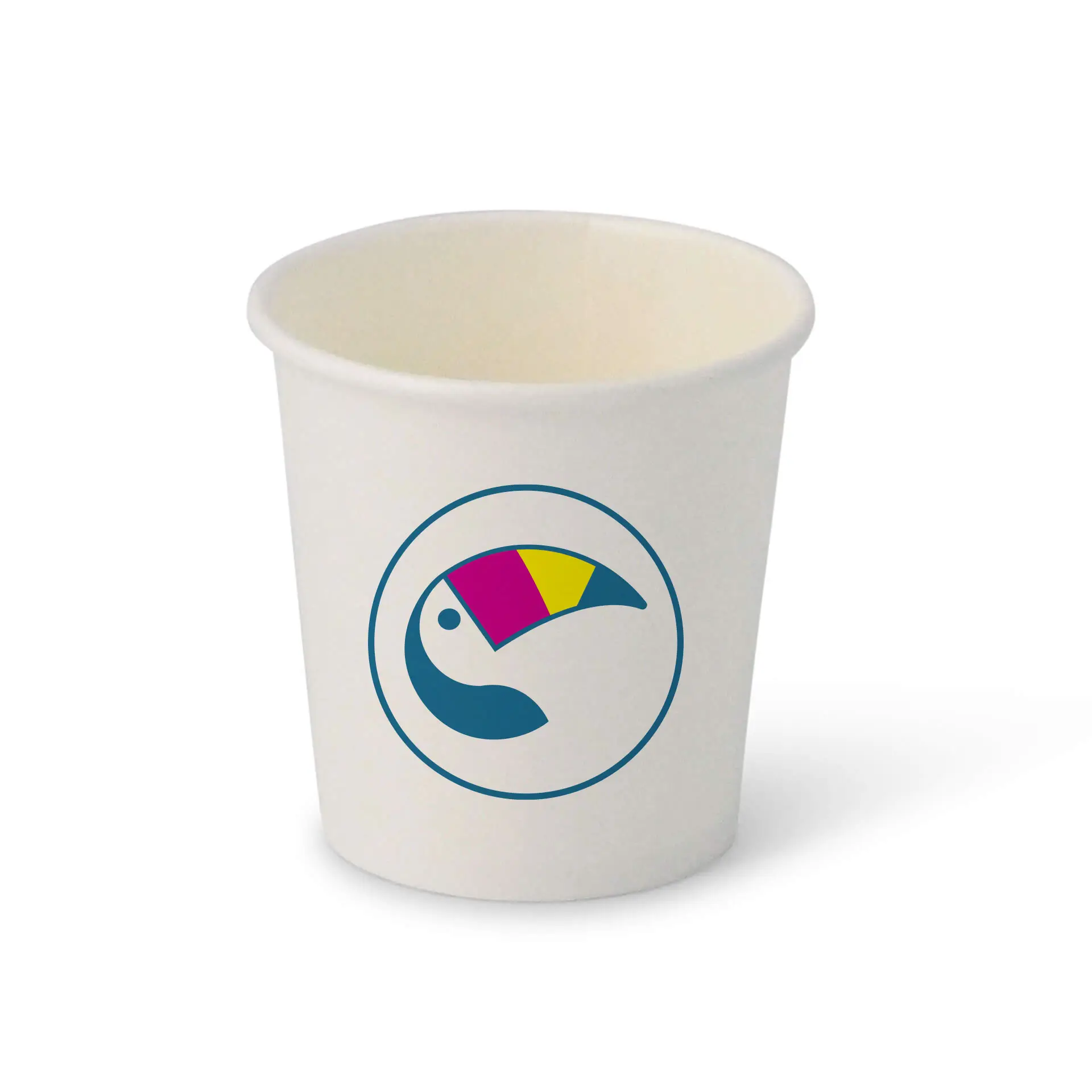 Paper cups with logo (single-wall), 100 ml / 4 oz, white, PE coated