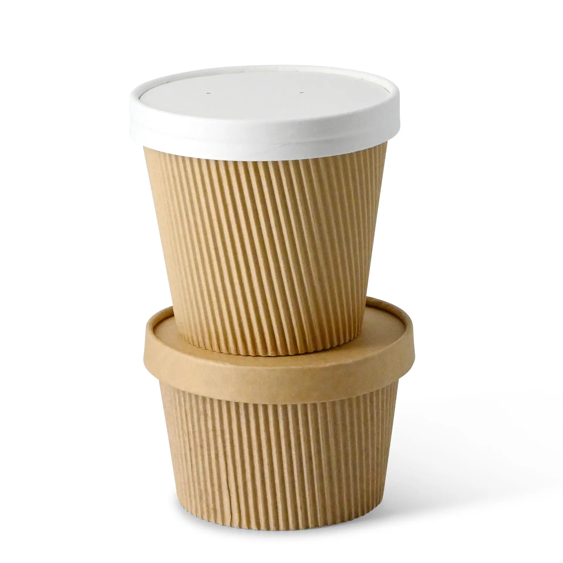 19 oz Ribbed Soup cups (eco-friendly coating), Ø 116 mm, kraft