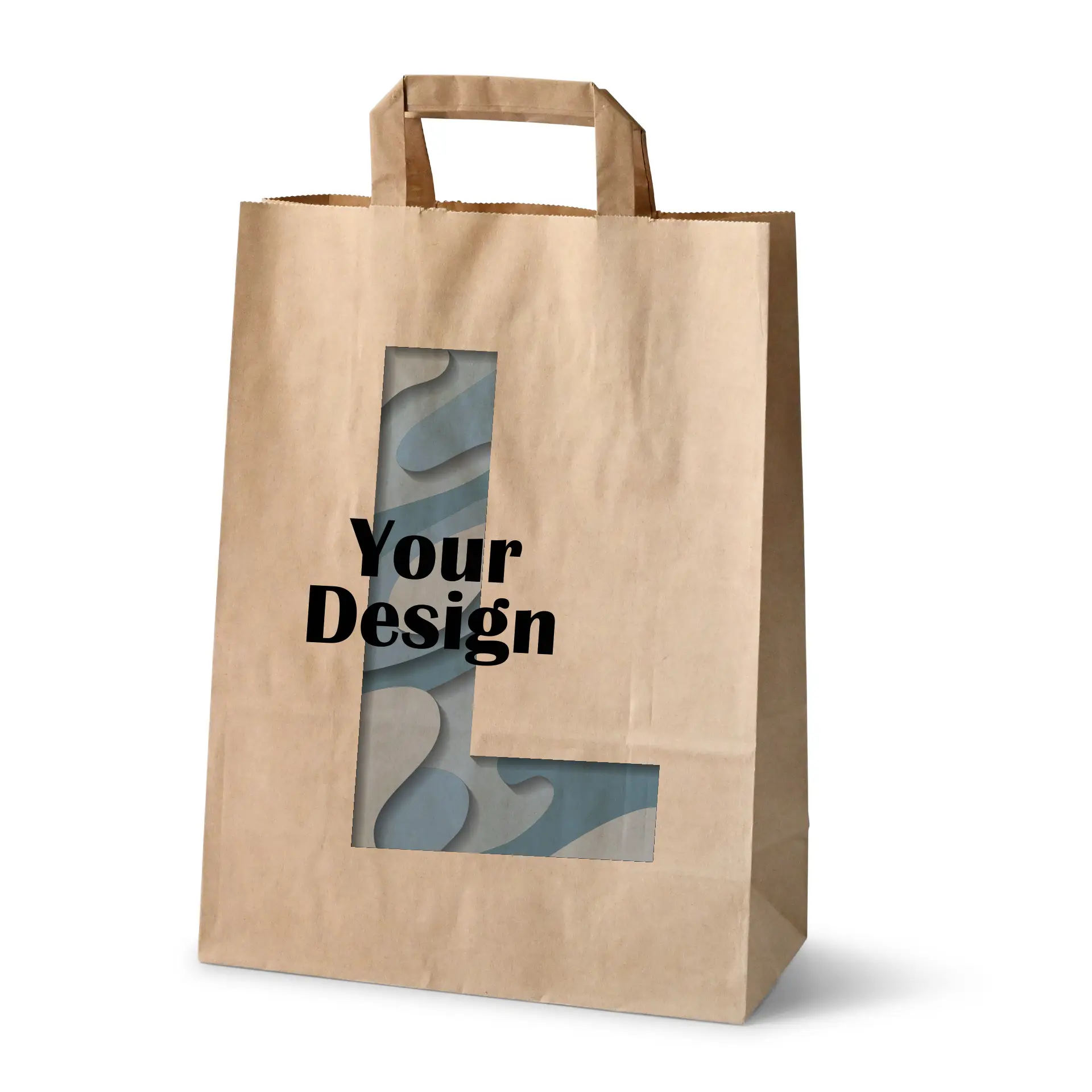 Print paper carrier bags, brown, L - 26 x 12 x 35 cm