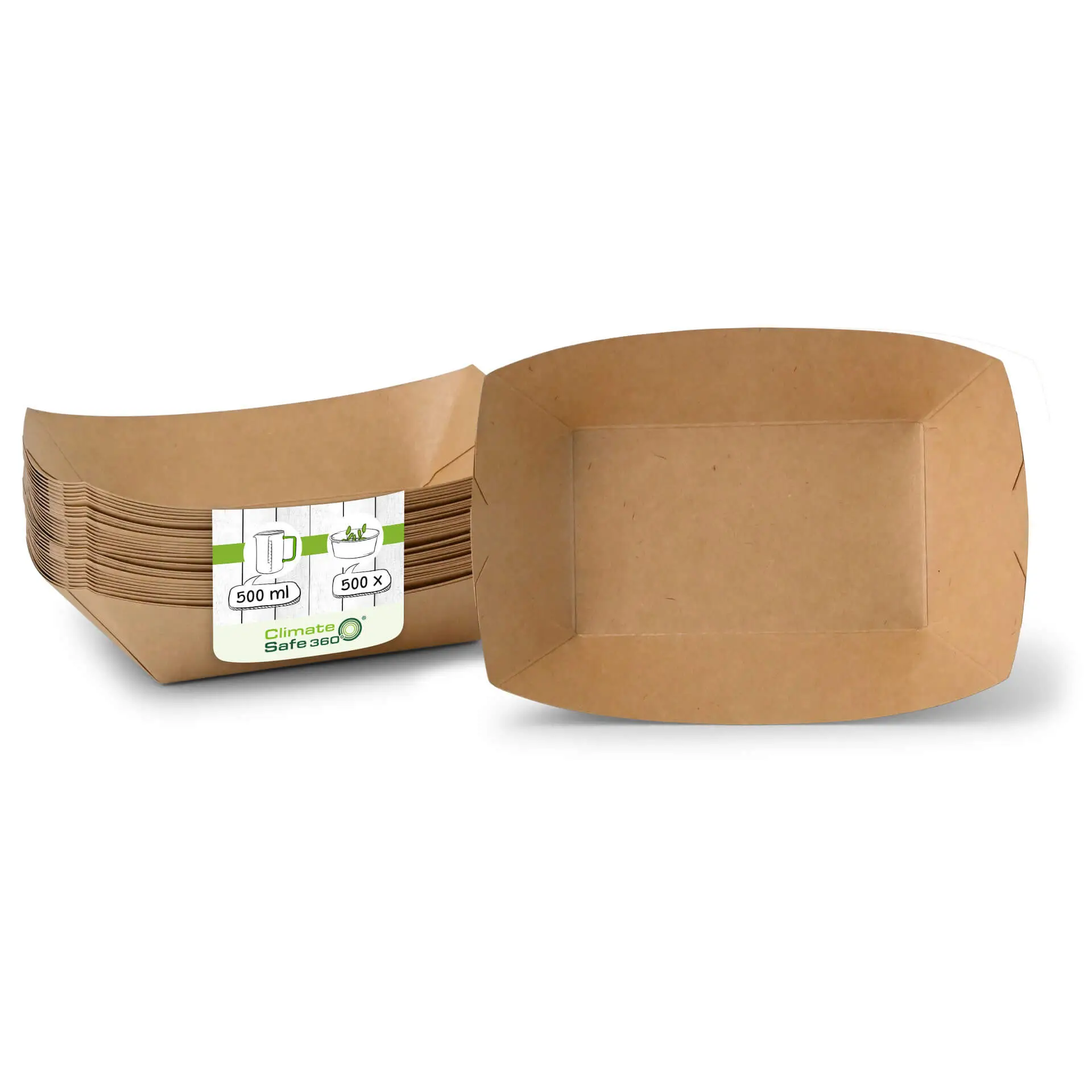 Cardboard Snack Tray (coated) 500 ml, 20,5 x 14 x 3 cm, brown