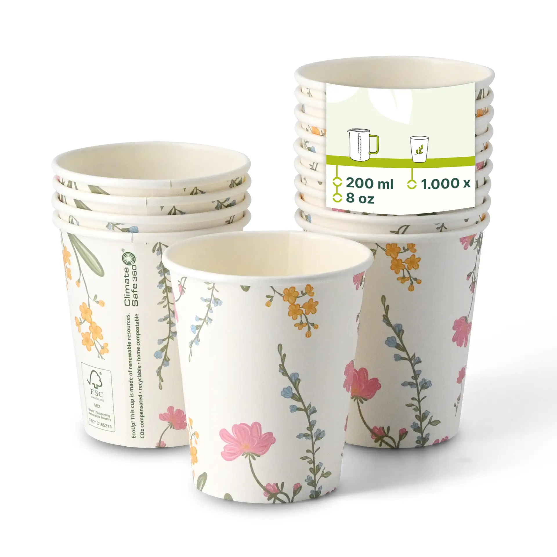 8 oz Paper cup printed with "Spring", Ø 80 mm, white