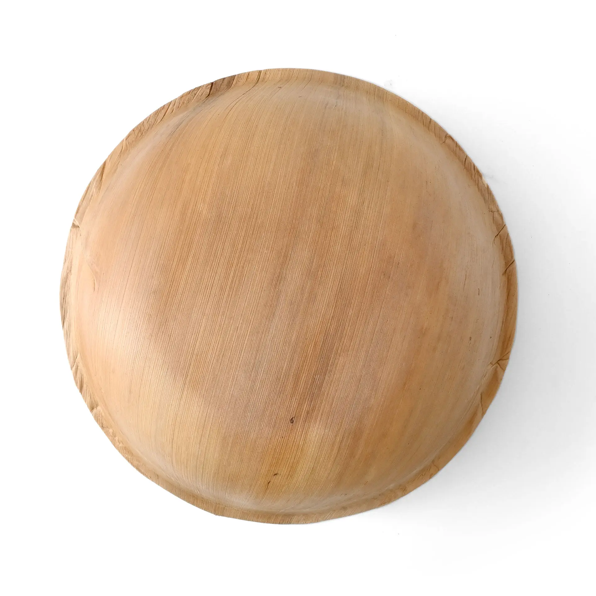 Round palm leaf bowl with a diameter of 30 cm, suitable for various foods and fully biodegradable.