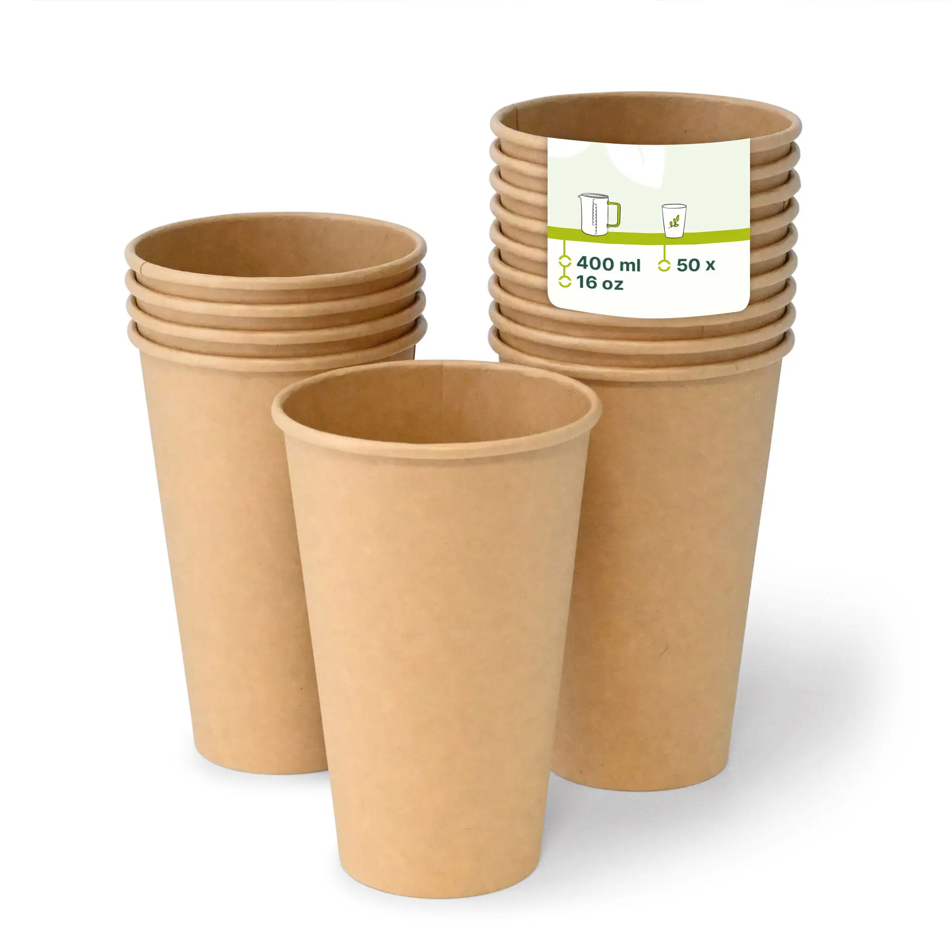 16 oz Paper cups single wall, Ø 90 mm, kraft dhd045461-pappbecher-400-ml-16-oz-90-mm-braun