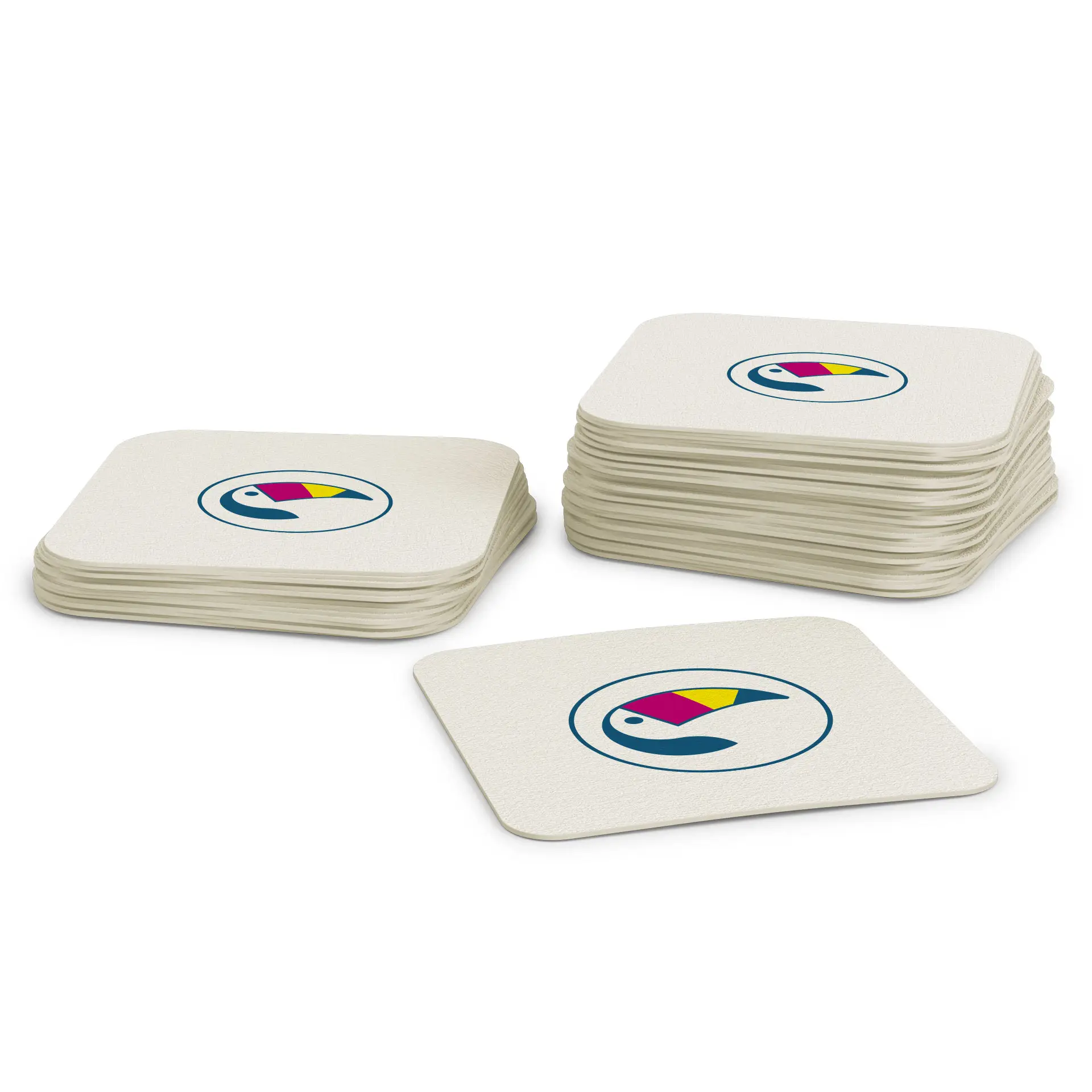 Printed beer coasters / drink coasters, 9.3 x 9.3 cm, square