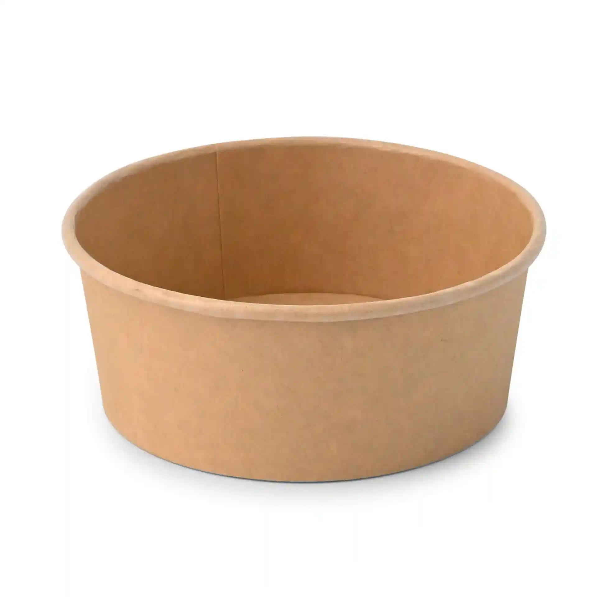 Round brown paper bowl made of cardboard, 150 mm diameter, 60 mm height, with an eco-friendly coating.