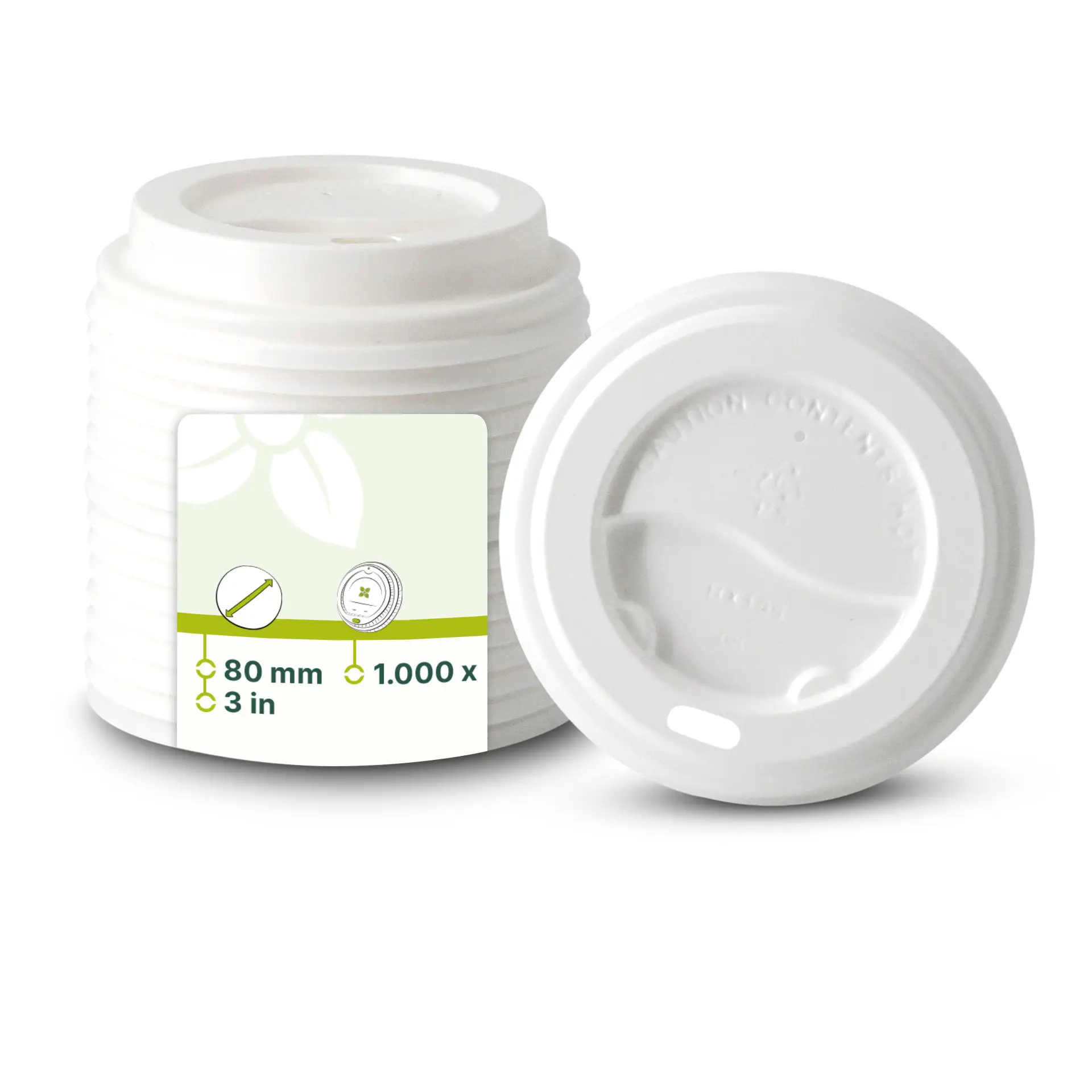 PS lid Ø 80 mm, white, drinking hole PS lid Ø 80 mm, white, drinking hole