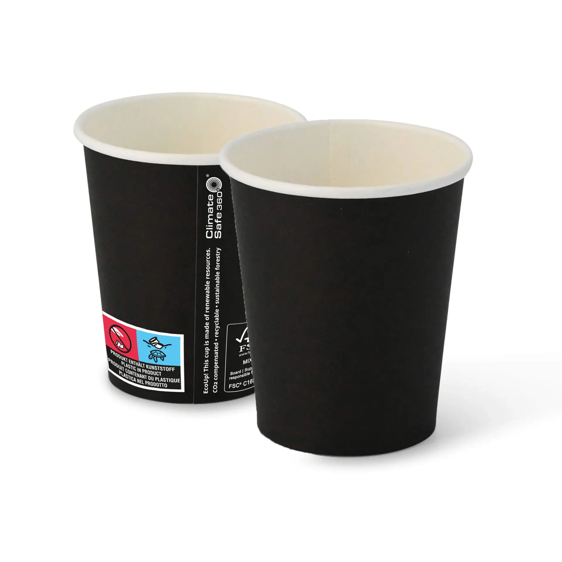 8 oz Paper cups (coated), Ø 80 mm, black
