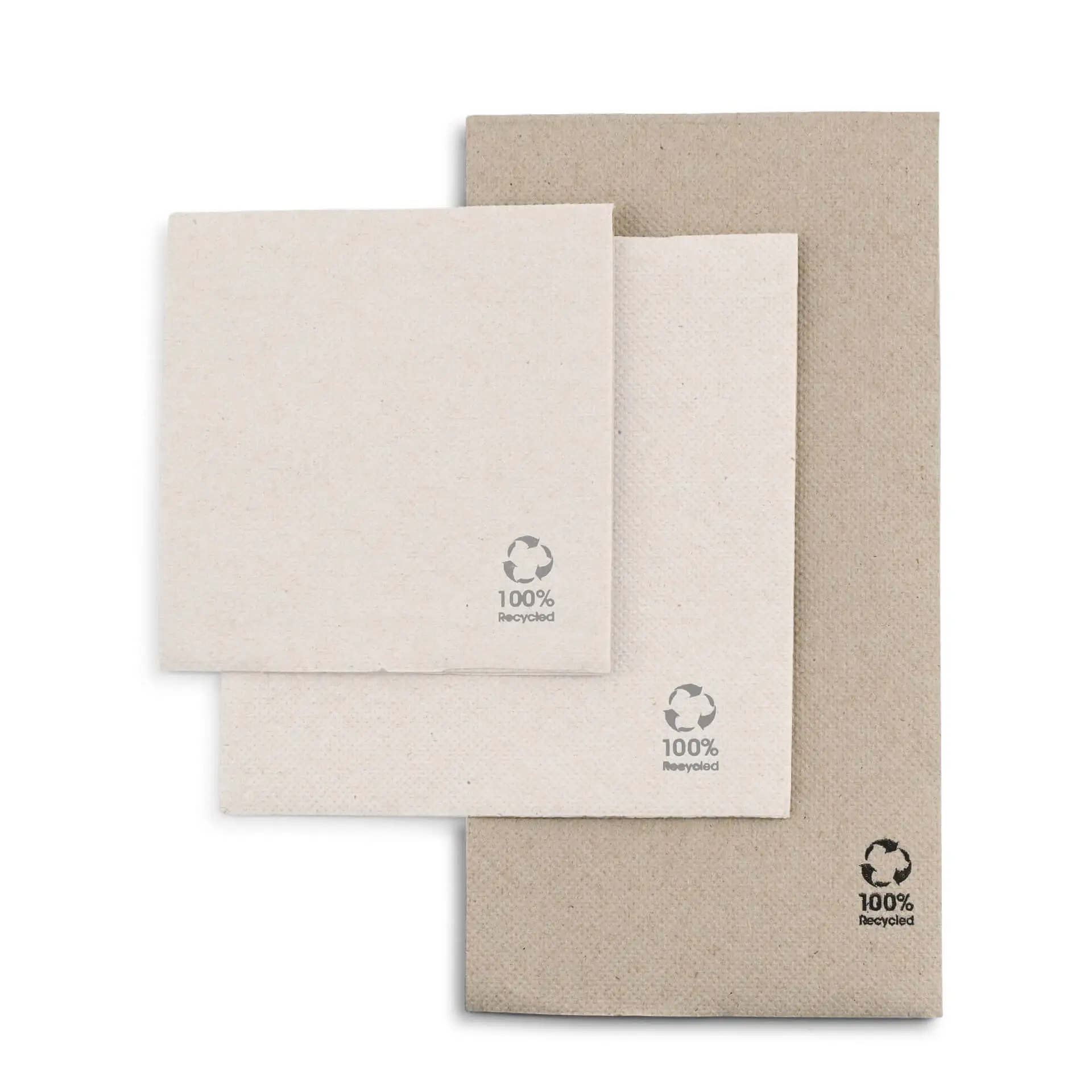 Napkins made of recycled paper (Premium) 40 x 40 cm, 2-ply, 1/8 fold, unbleached Napkins made of recycled paper (Premium) 40 x 40 cm, 2-ply, 1/8 fold, unbleached