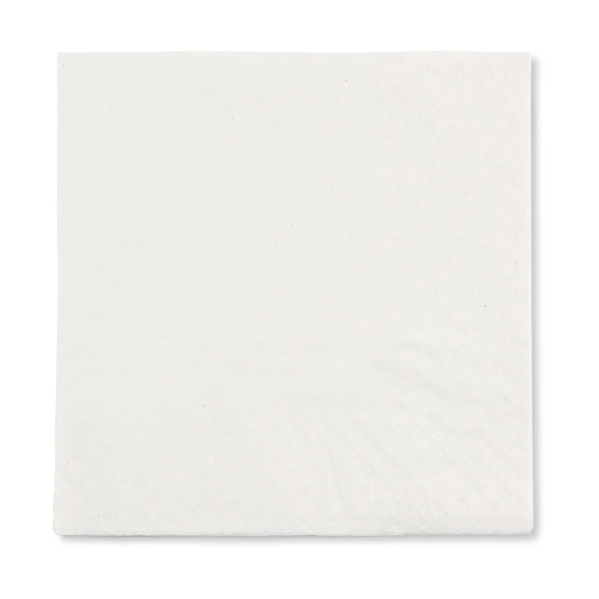 White square paper napkin, 33 x 33 cm, 2-ply, with a black recycling symbol and text at the bottom.