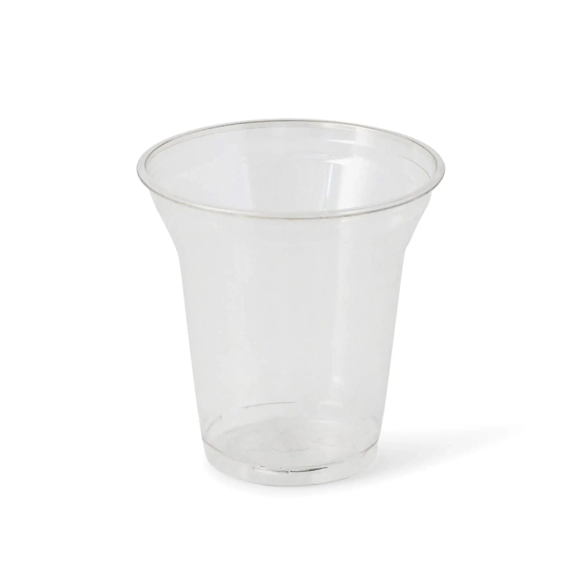 Clear disposable cup made from 100% recycled PET, suitable for cold drinks; 8 oz capacity, 95 mm diameter.