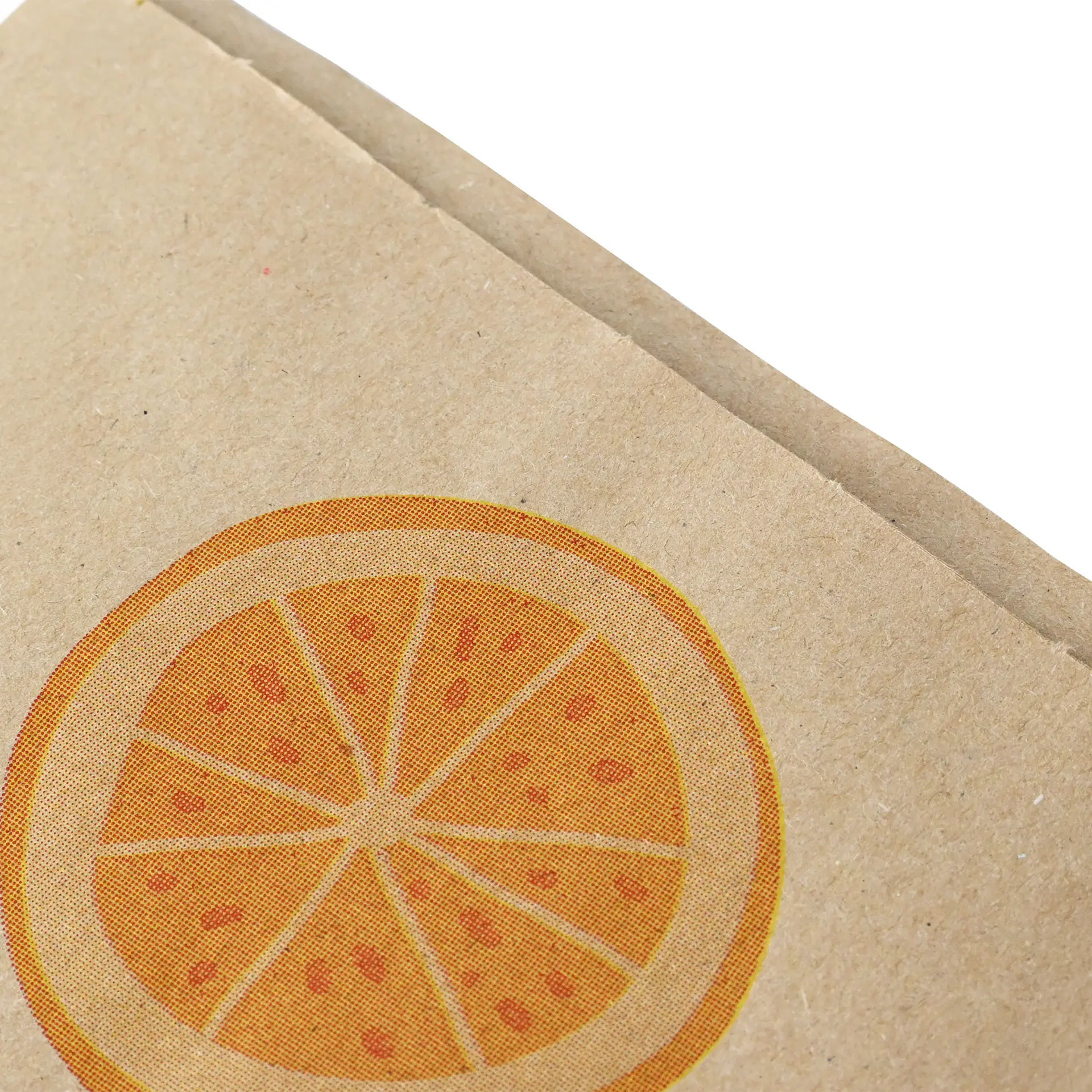 Brown paper cone with an orange slice graphic, ideal for branding at fruit and vegetable stands.