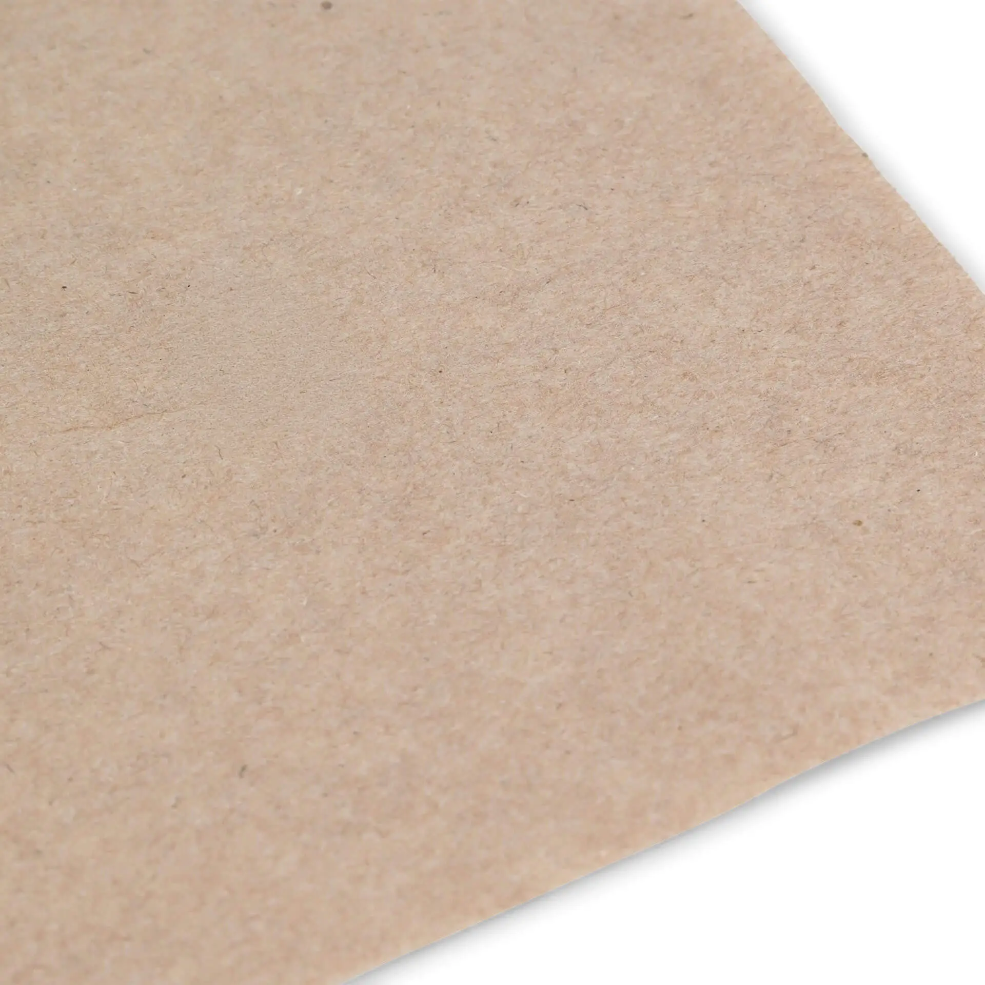 Image of unbleached paper with a printed recycling symbol and text indicating it is 100% recycled.