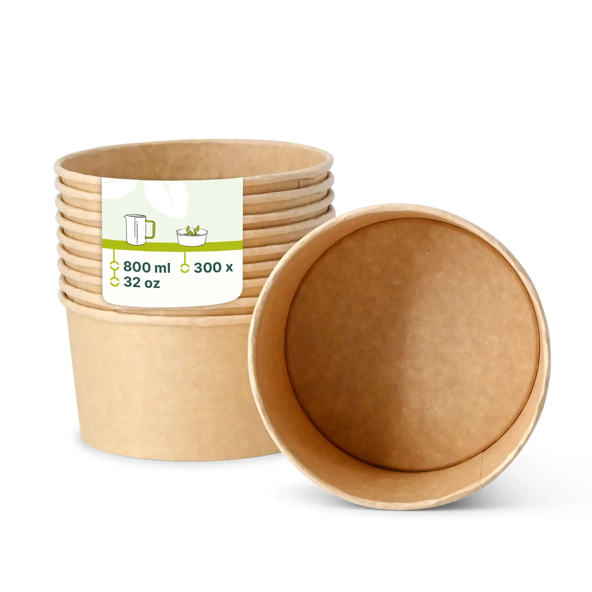 Paper-bowls (eco-friendly coating) 800 ml, Ø 150 mm, brown, round