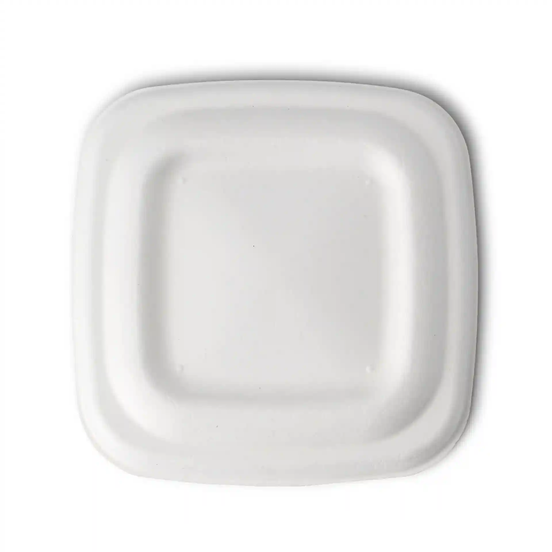 White square sugarcane lid measuring 85 x 85 mm with a height of 6 mm, shown from a top view.