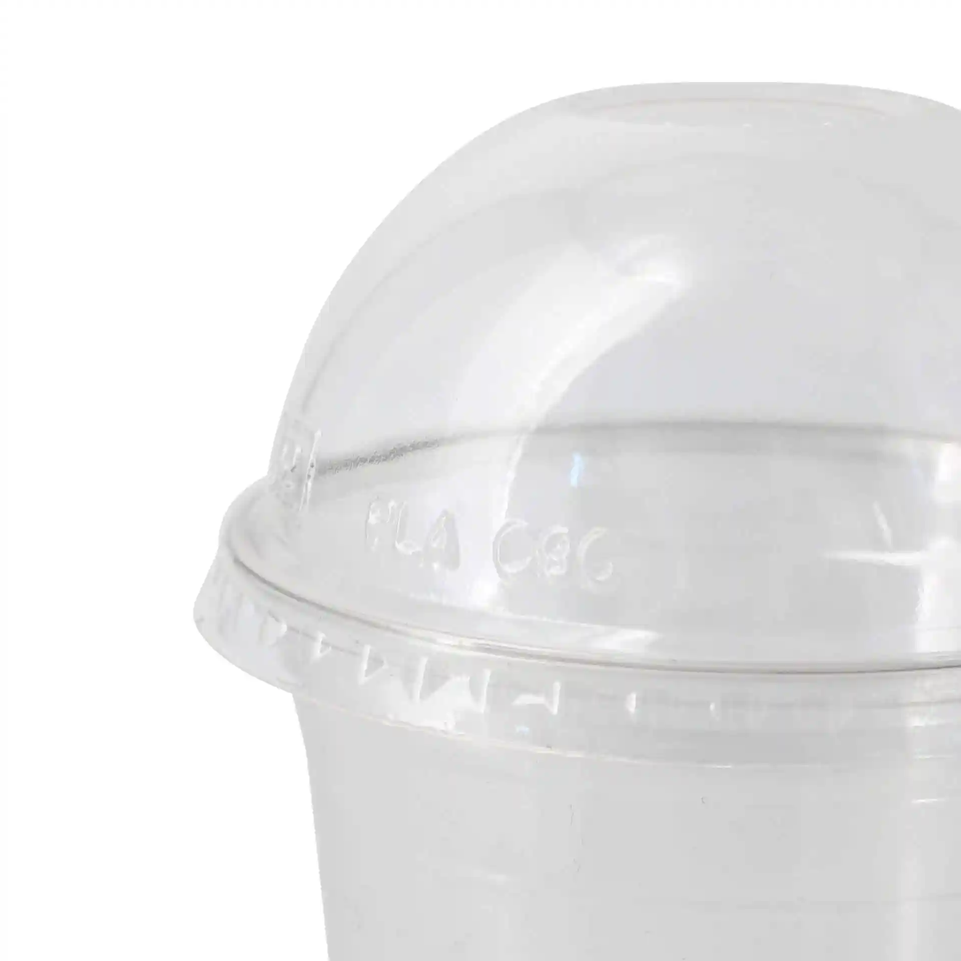 Transparent PLA dome lid with a straw hole, measuring 96 mm in diameter and 44 mm in height.
