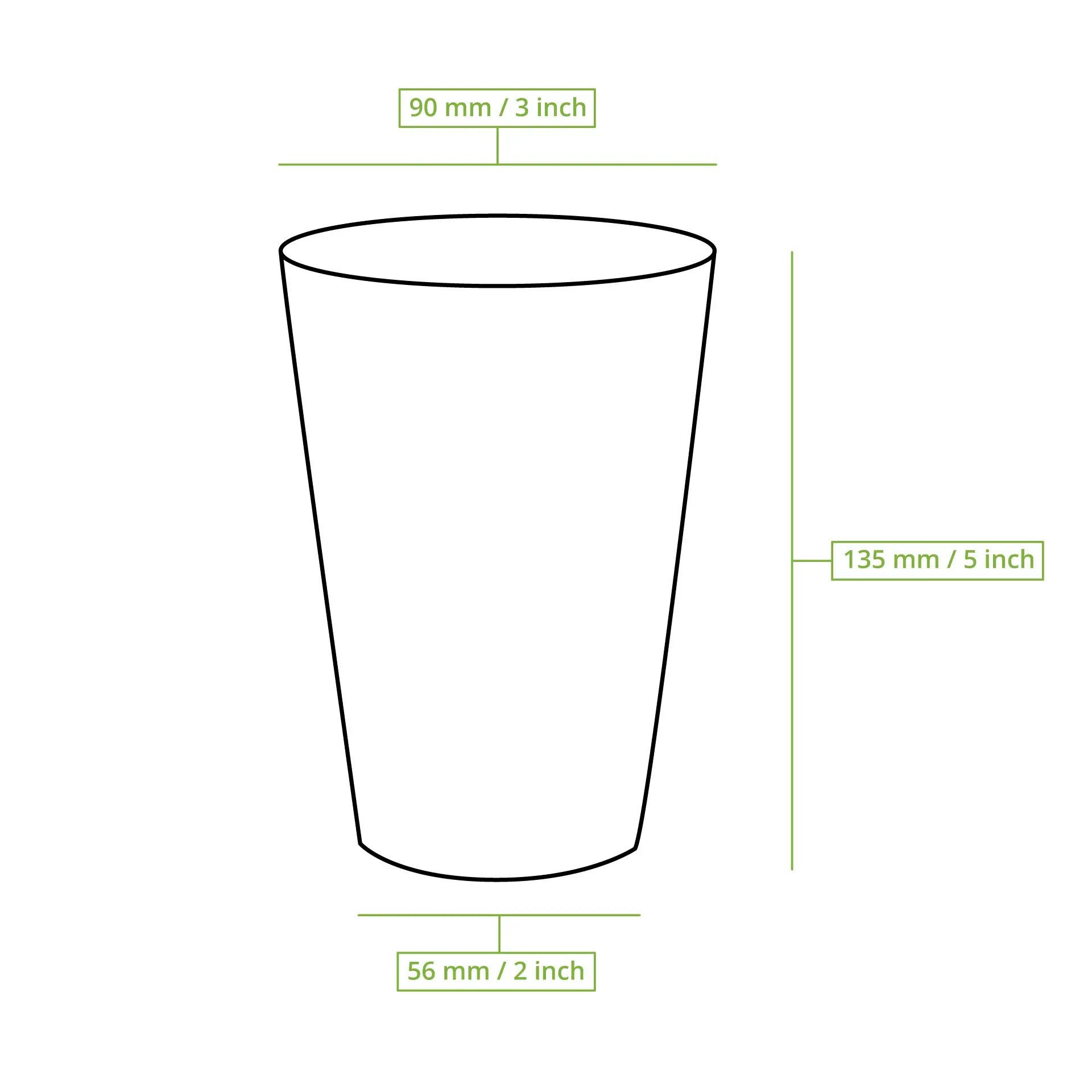 Paper cup 400 ml / 16 oz, Ø 90 mm, single wall, brown, PLA-coated