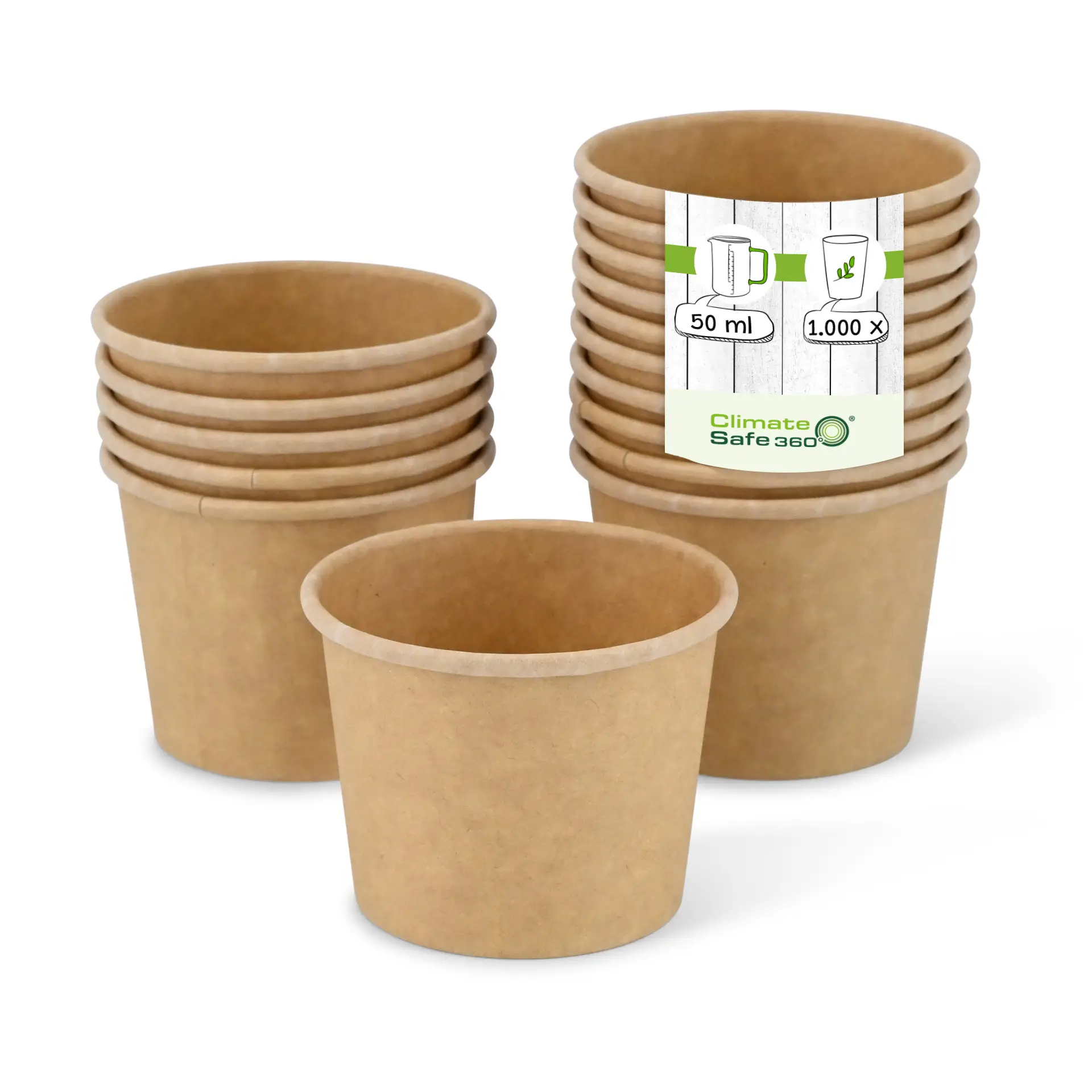Paper portion cups (eco-friendly coating) 50 ml, Ø 62 mm, unbleached
