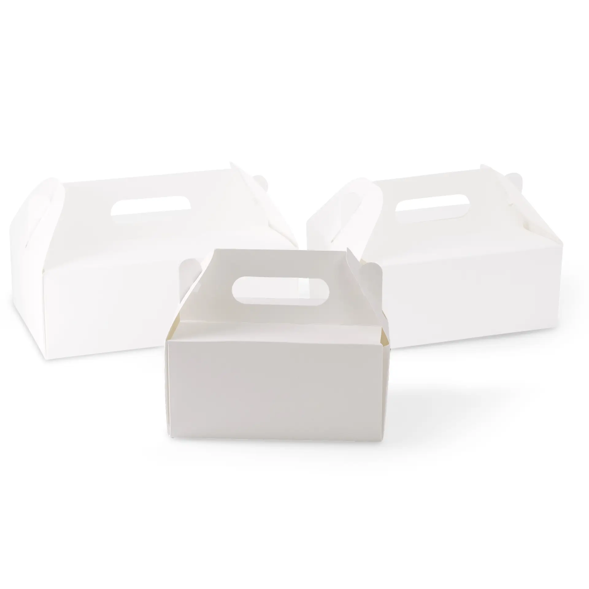 Cardboard pastry boxes with handle S, 18 x 11 x 9 cm, white, foldable
