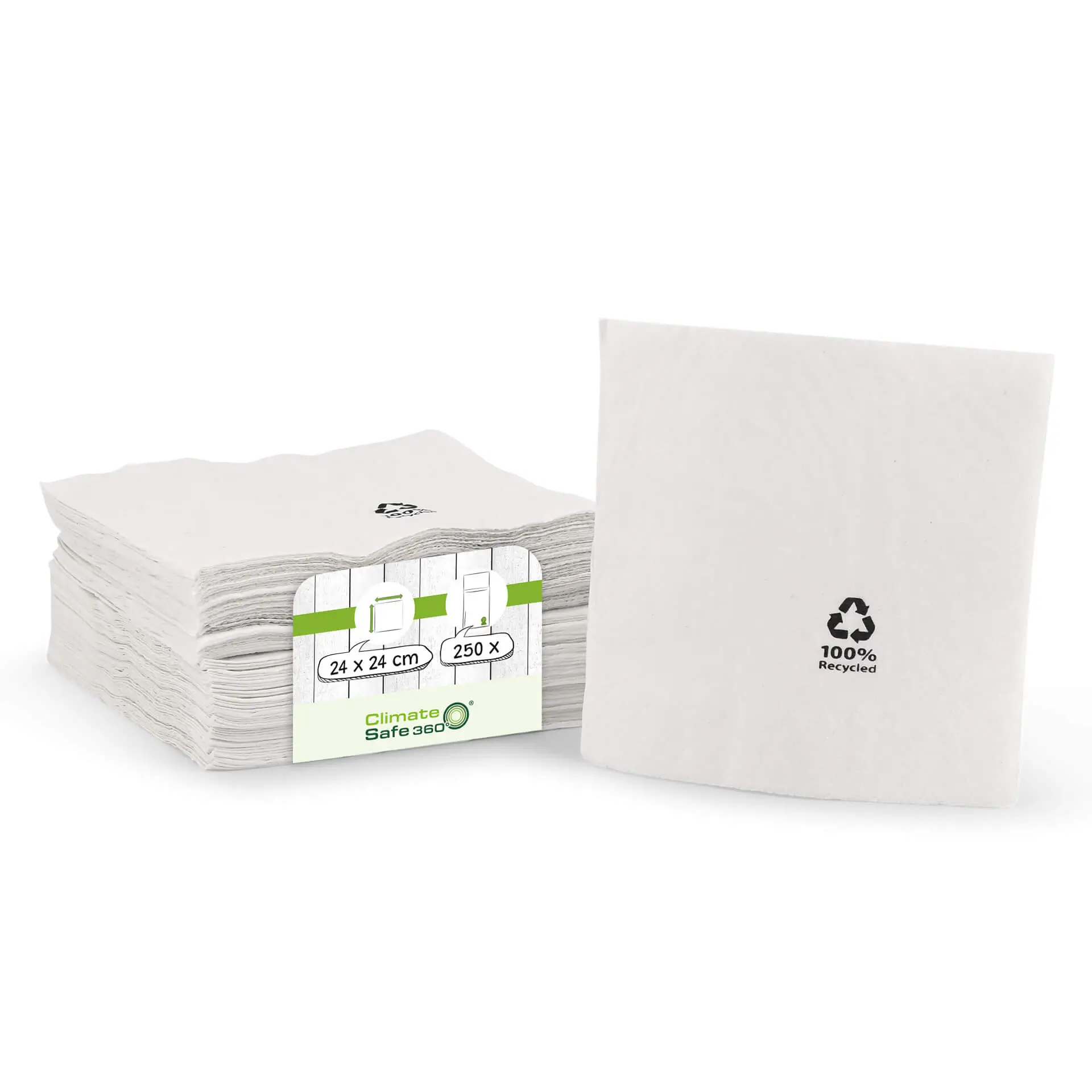 Cocktail napkins recycled paper 24 x 24 cm, 2-ply, 1/4 fold, white