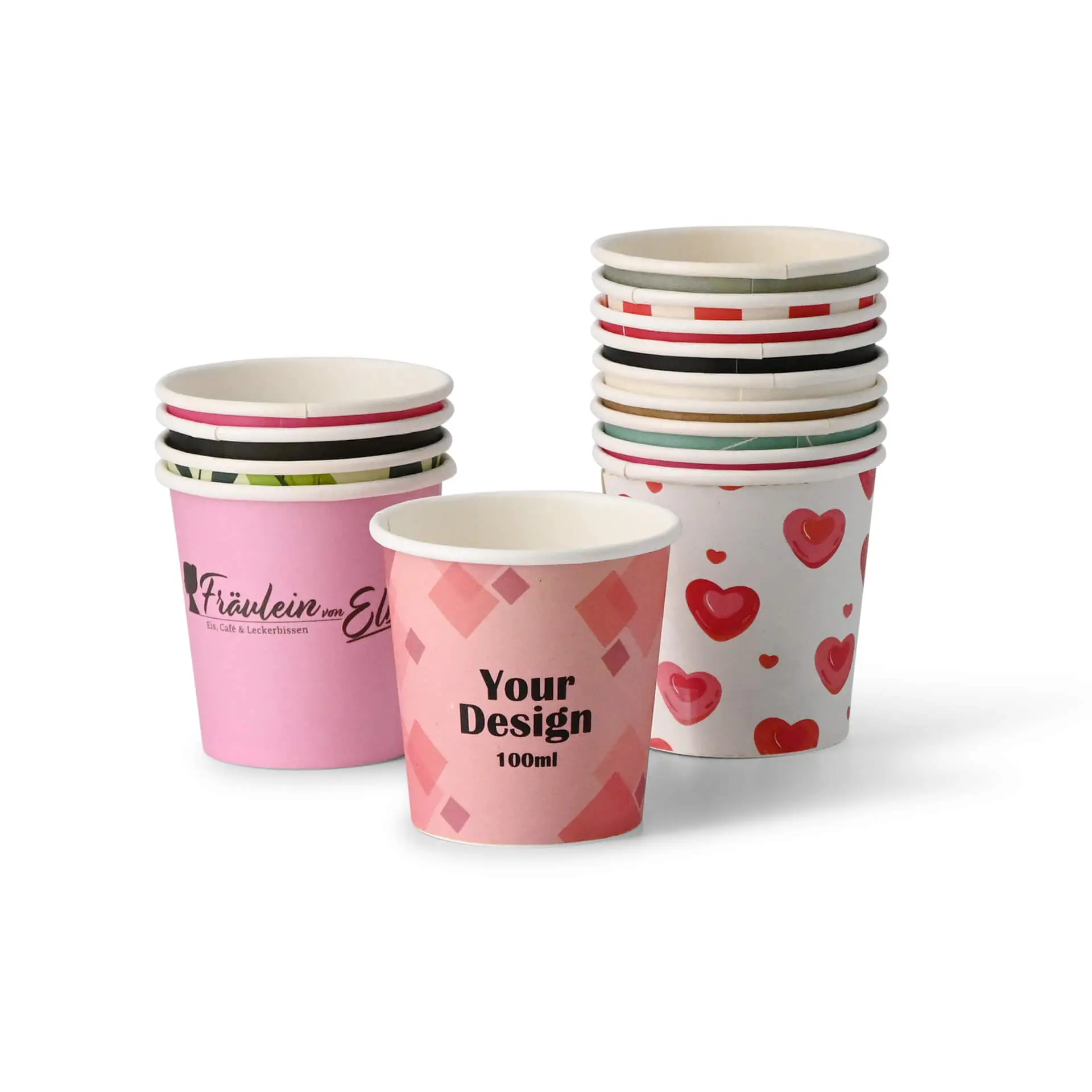 Paper cups with logo (single-wall), 100 ml / 4 oz, white, PLA-coated