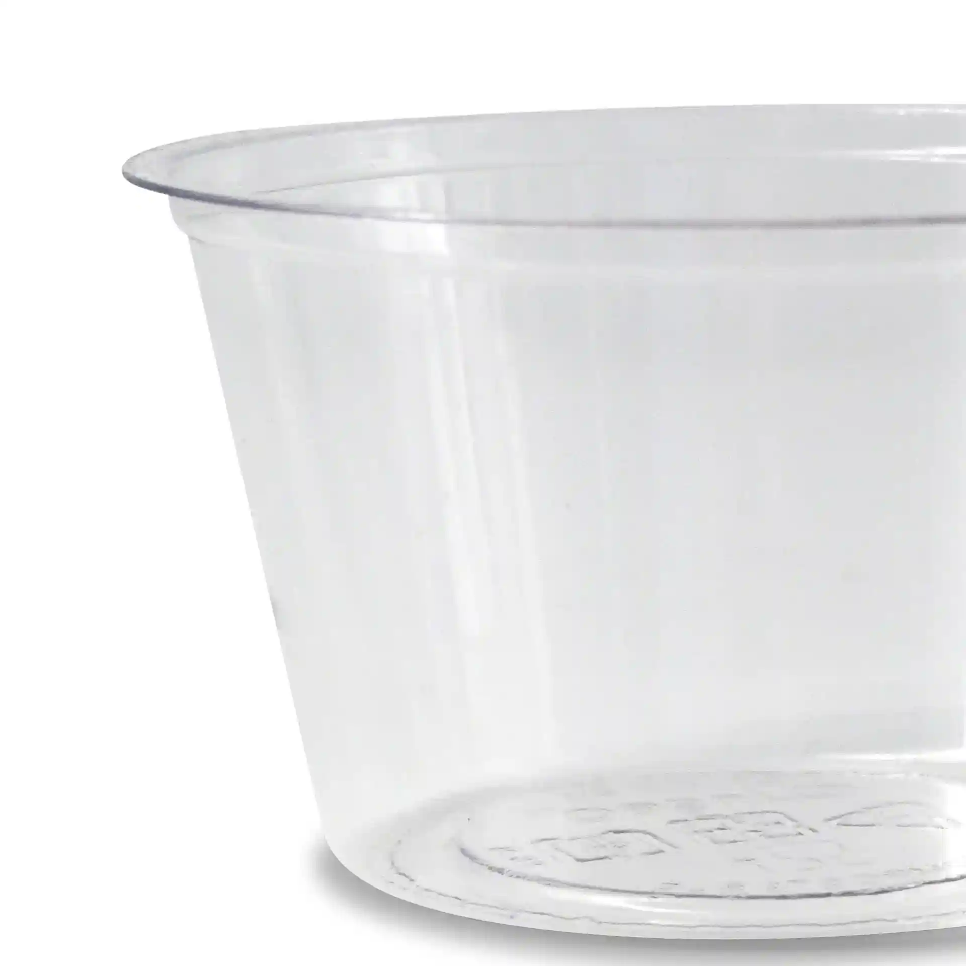 Clear PLA portion cup with a diameter of 70 mm and a height of 40 mm, holding 80 ml.