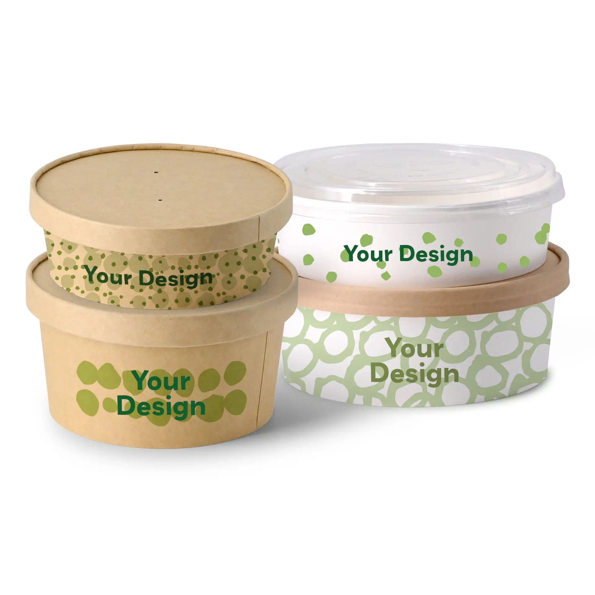 Custom salad bowls / Printed bowls, 650 ml, Ø 150 mm, brown, PLA-coated