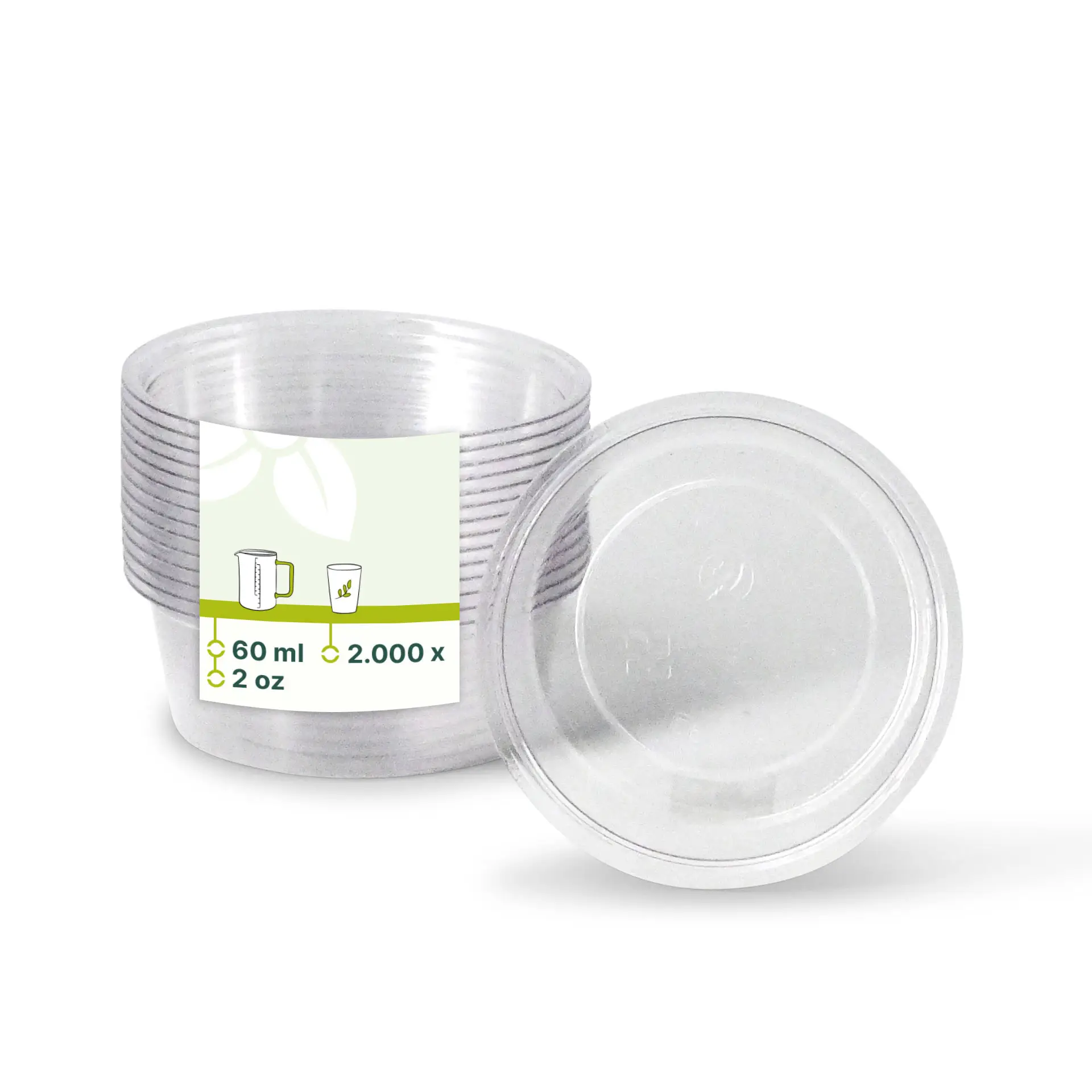 60 ml / 2 oz PLA portion cups, Ø 70 mm, clear