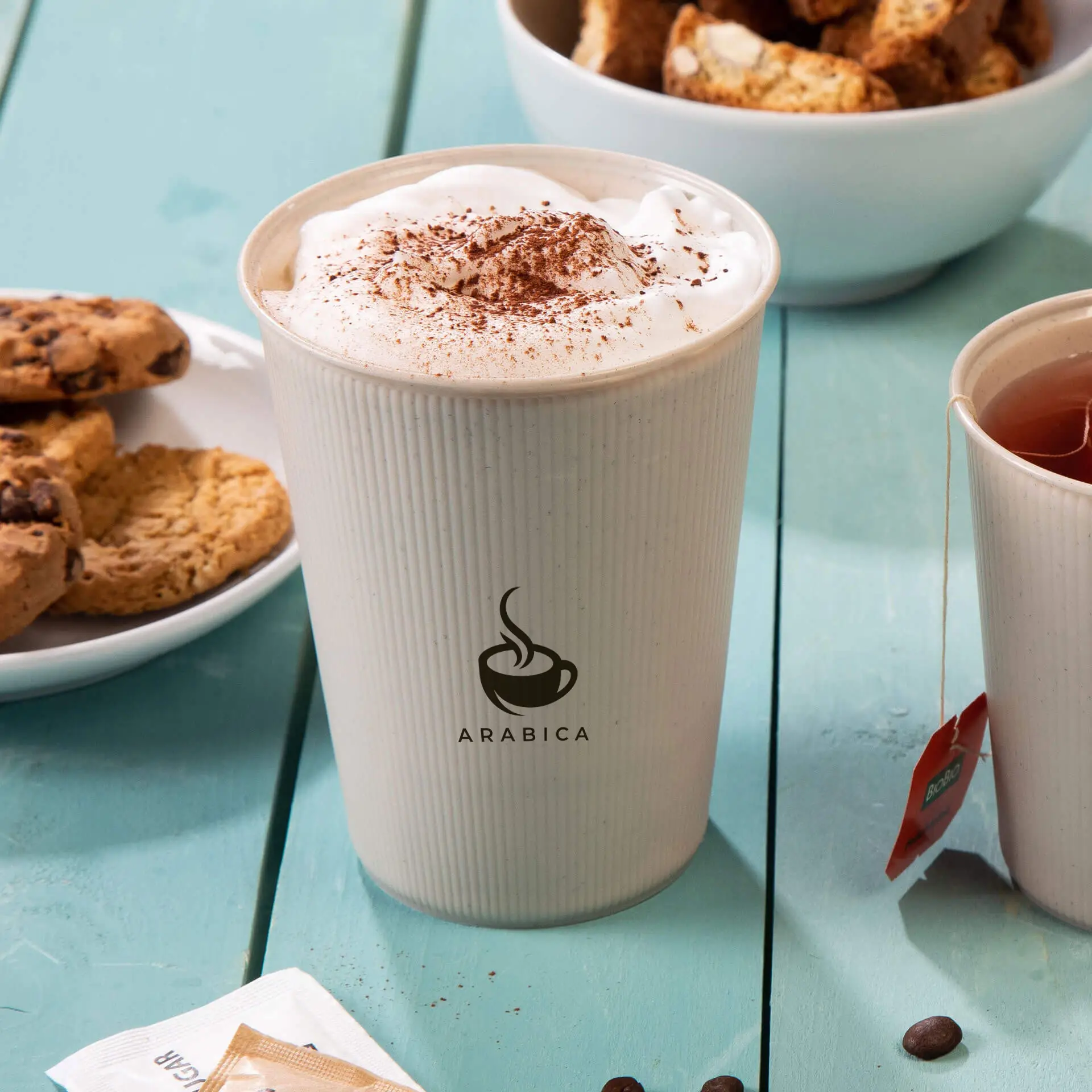 Reusable cup printed, ripple design, 400 ml / 16 oz, Ø 90 mm