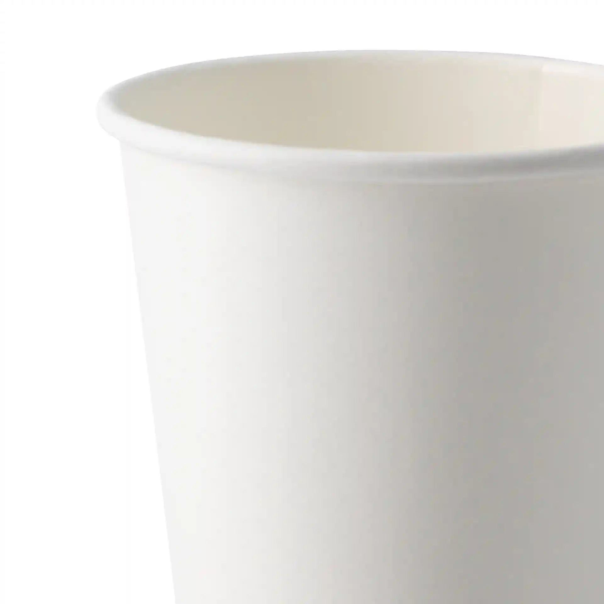 White paper cup with a single wall, 200 ml capacity, and a diameter of 80 mm, showing the top edge and interior.