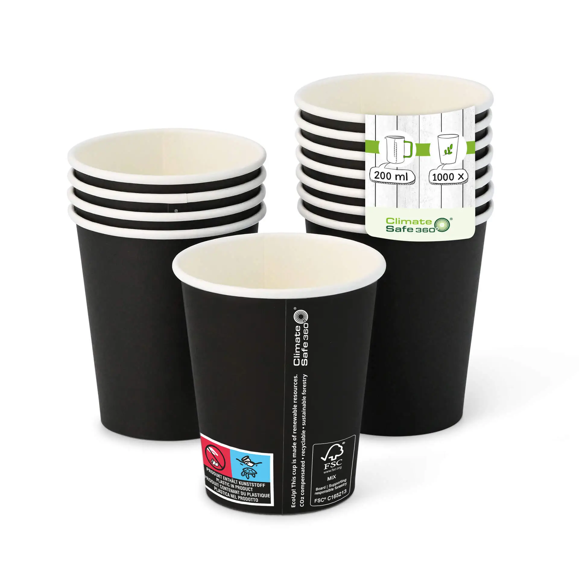 8 oz Paper cups (coated), Ø 80 mm, black con10009-01-0-pappbecher-beschichtet-200-ml-8-oz-80-mm-schwarz