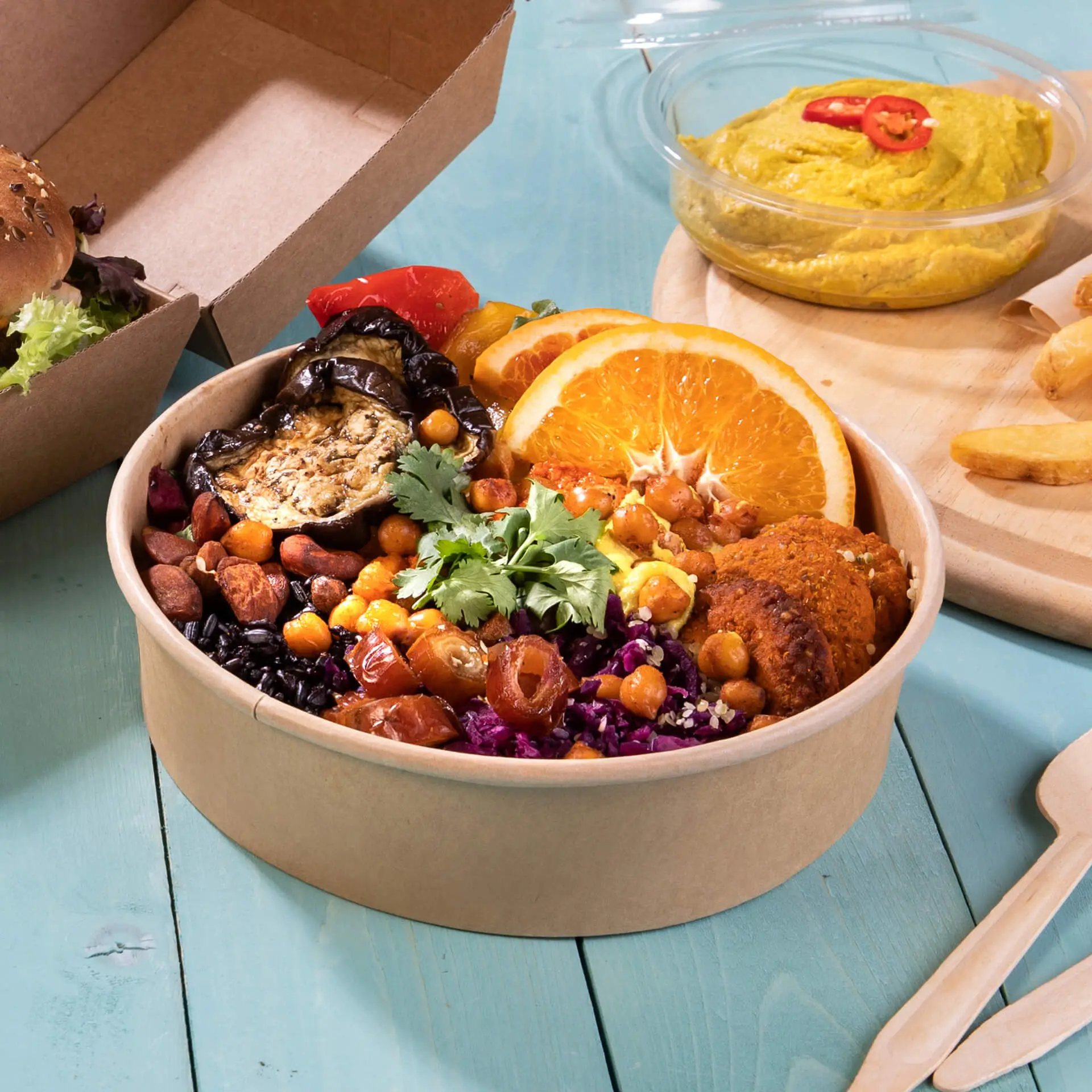 Premium-cardboard bowls (eco-friendly coating) 700 ml, Ø 185 mm brown, round dfc08865-kartonschale-salatschale-premium-700-ml-185-mm-braun-rund-bio-beschichtet-6