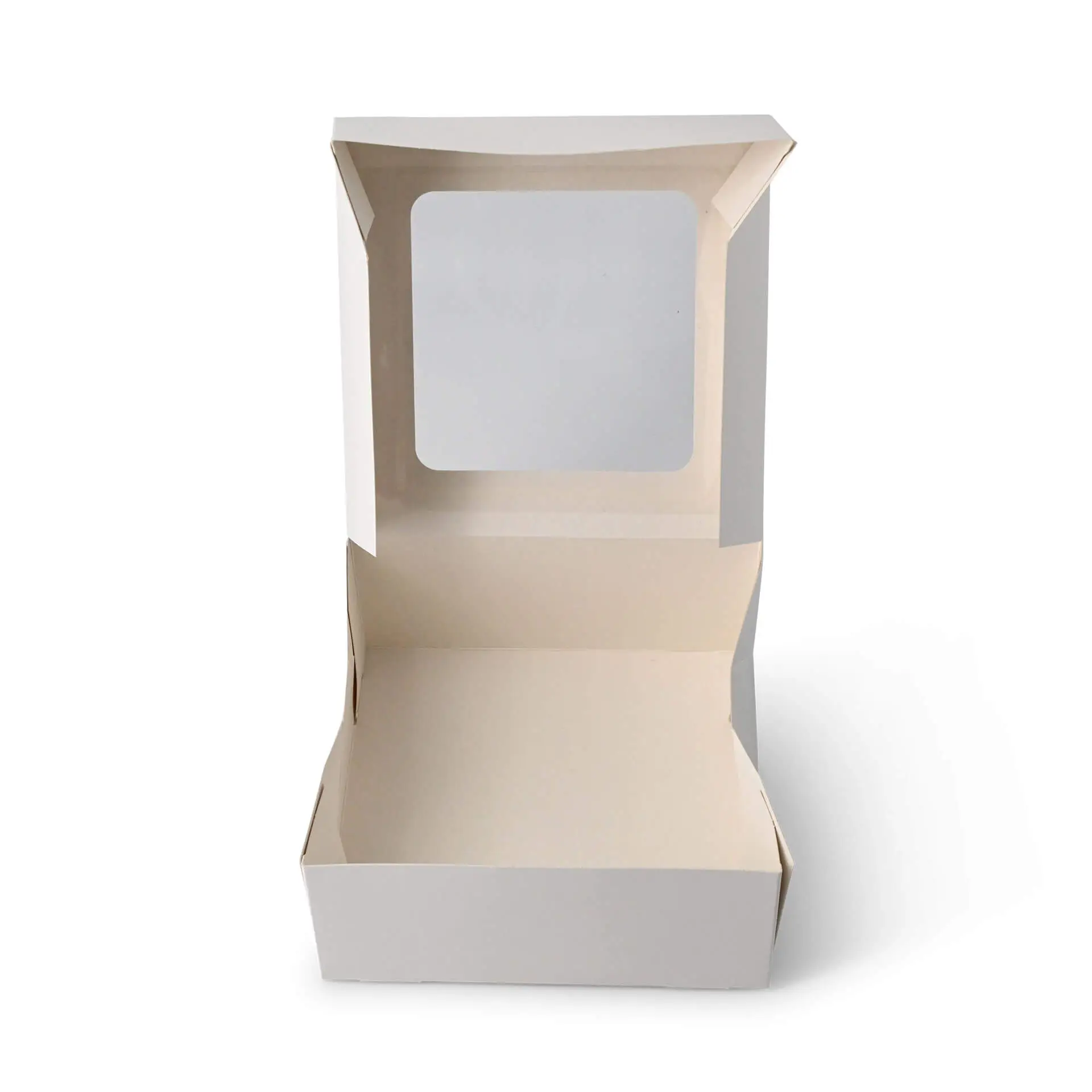 Pastry-boxes 18 x 18 x 7,5 cm, cellulose-window, white