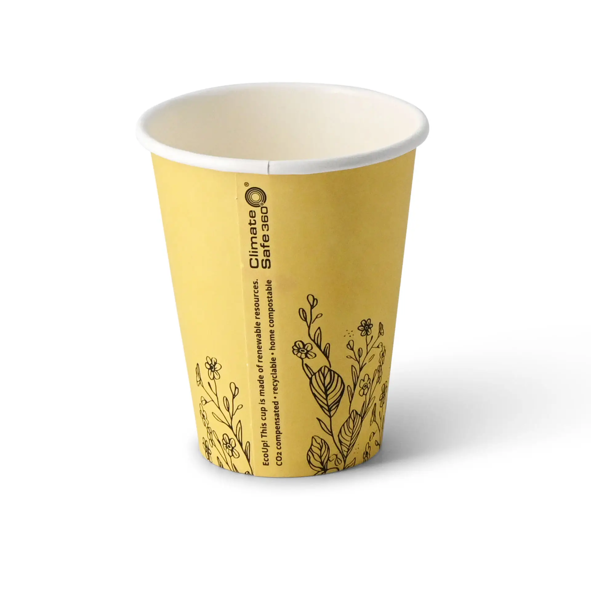 8 oz Paper cups spring 'Flowers' single wall, Ø 80 mm, yellow dhd041101-pappbecher-fruehling-blumen-200-ml-8-oz-80-mm-gelb-2
