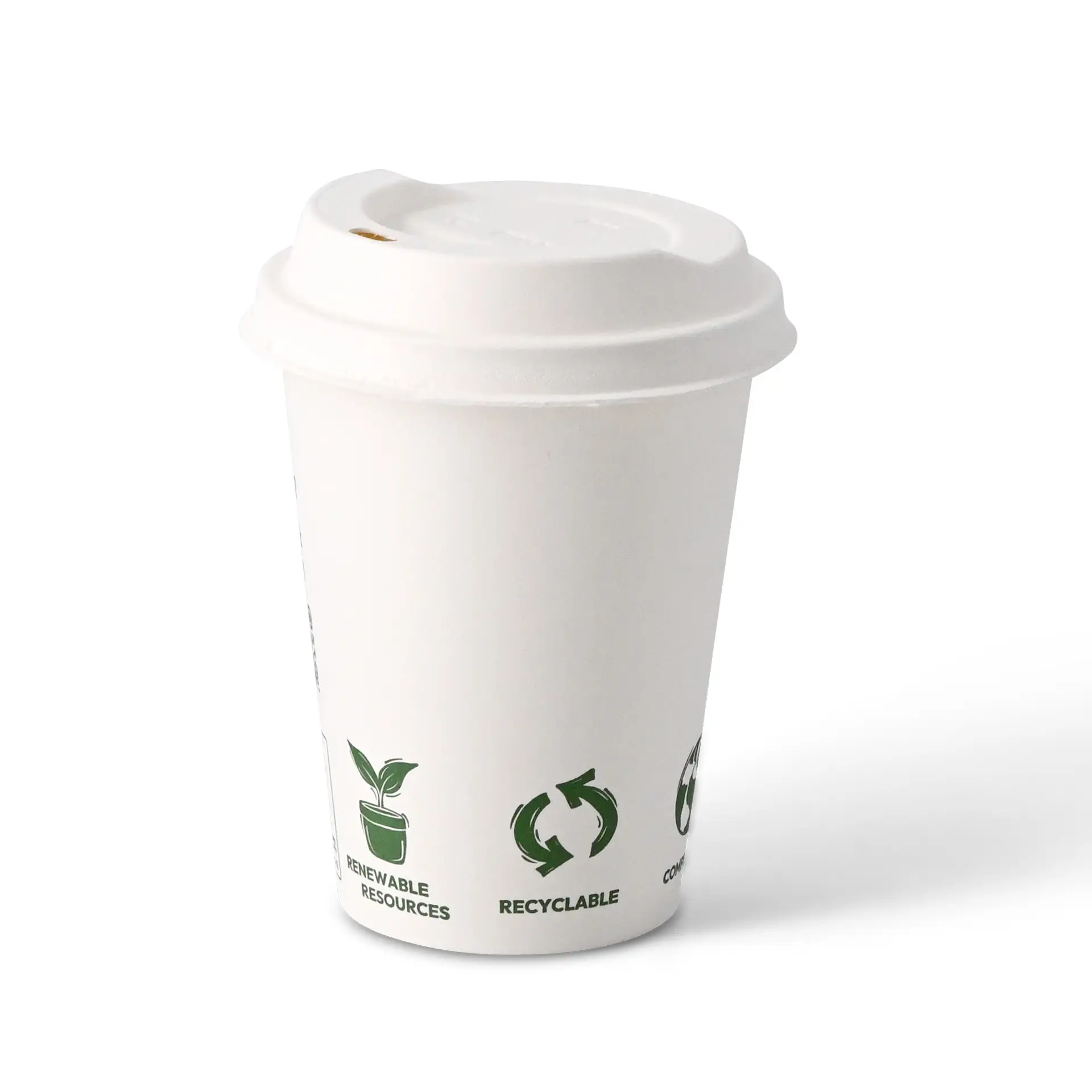 Paper cup 300 ml / 12 oz, Ø 90 mm, single wall, white, PLA-coated