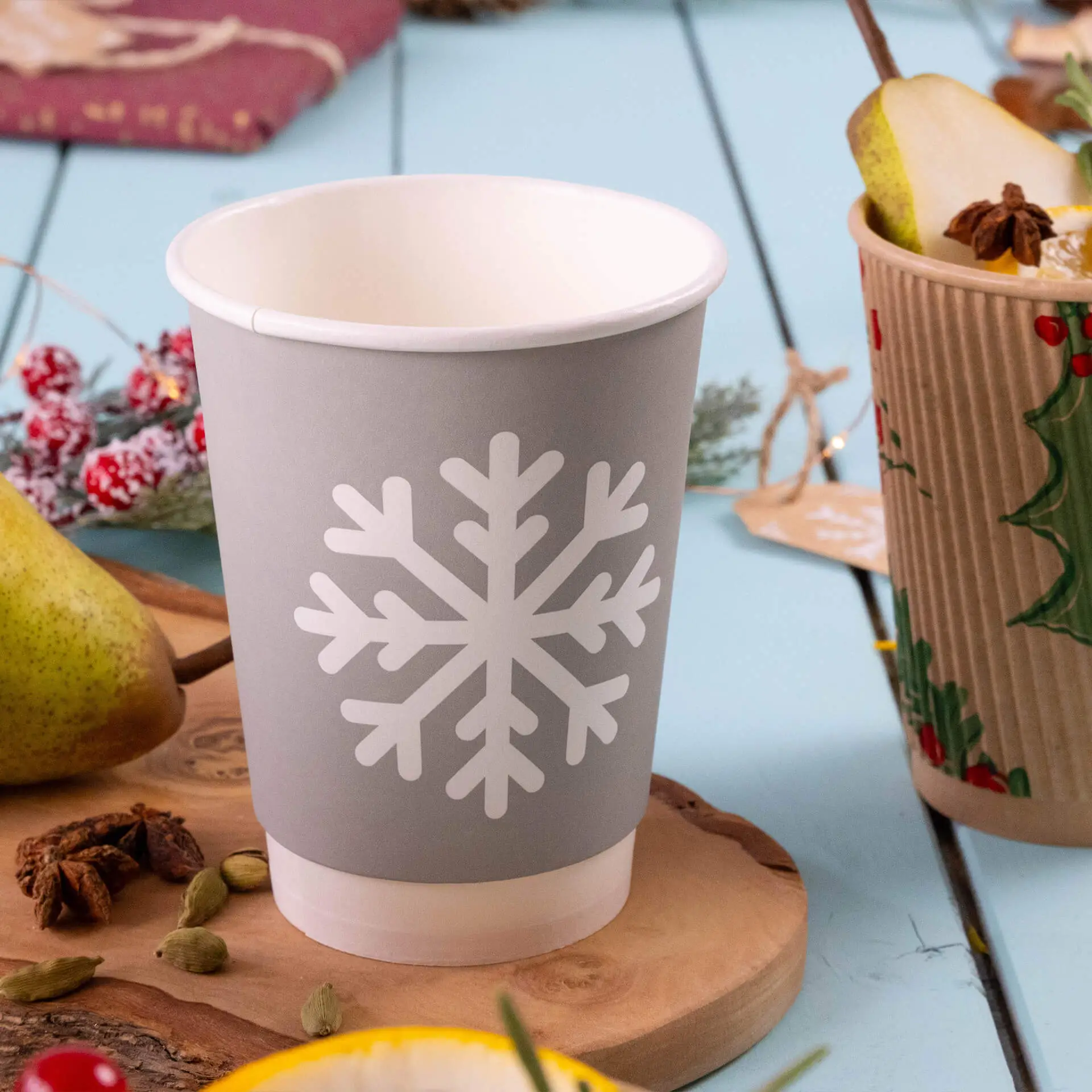 Custom Printed Paper Cups (Double-Walled) 300 ml / 12 oz, double-walled, white, matt, water-based barrier