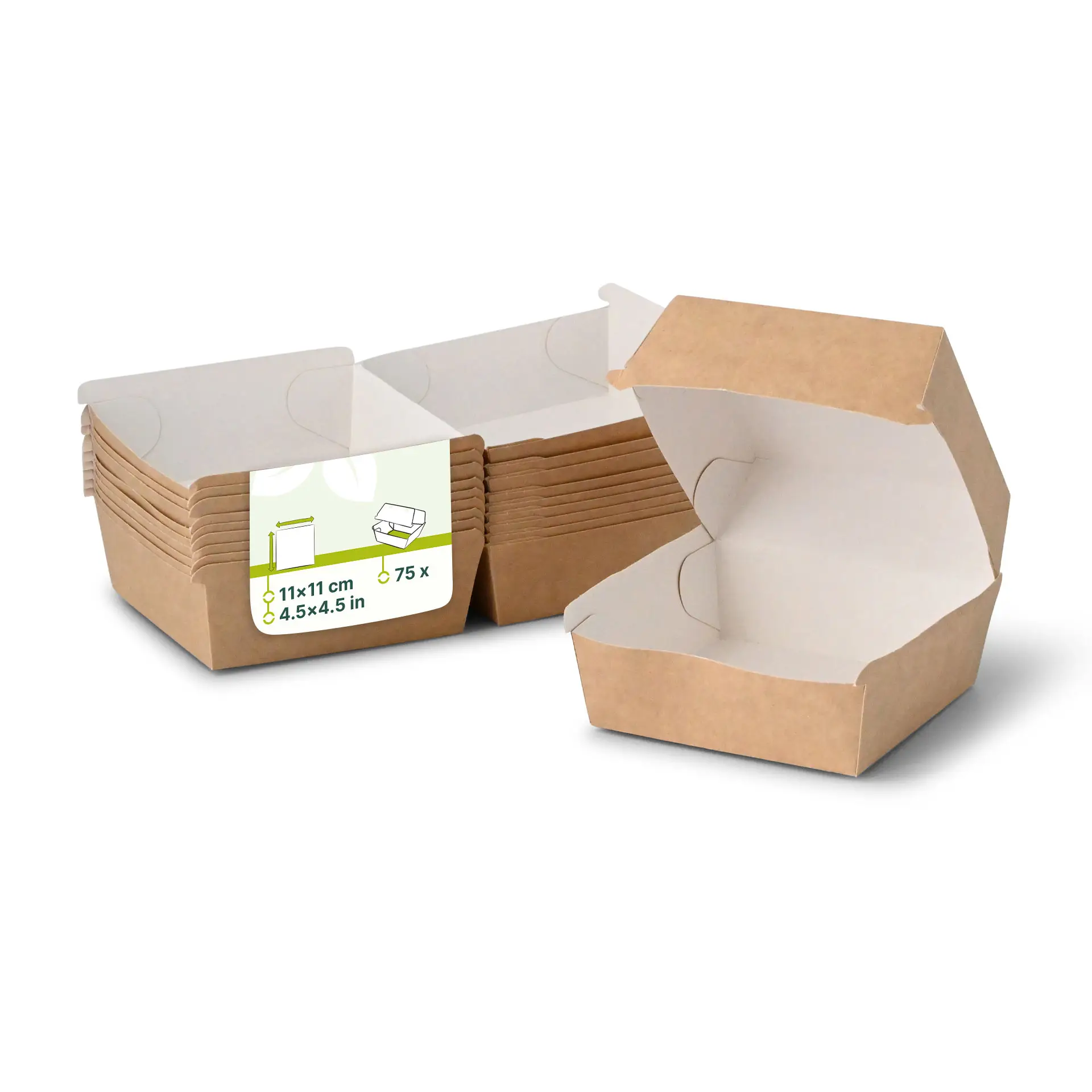 Takeaway burger box 11 x 11 x 8 cm, kraft-white Takeaway burger box 11 x 11 x 8 cm, kraft-white