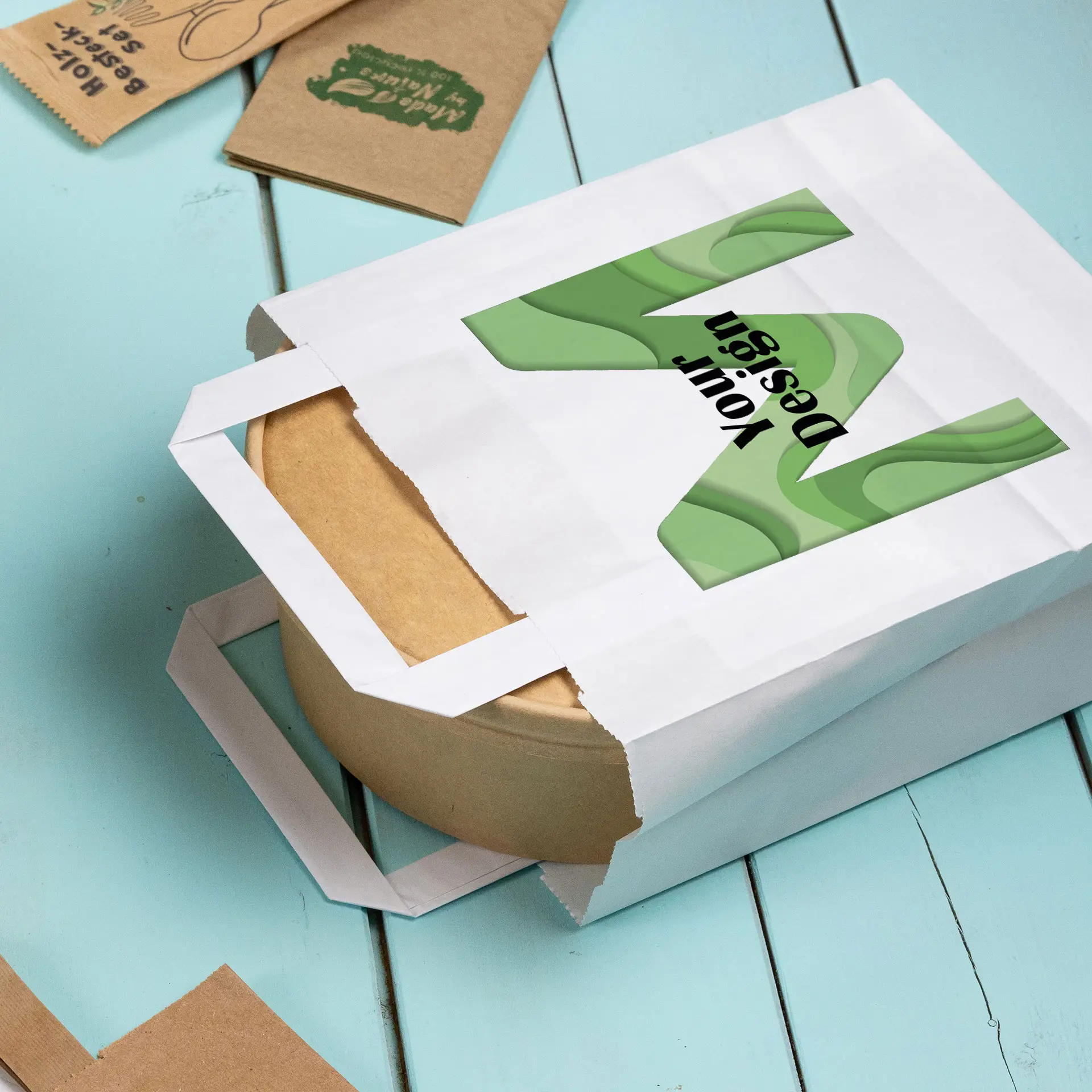 Print paper carrier bags, white, M - 22 x 10 x 28 cm