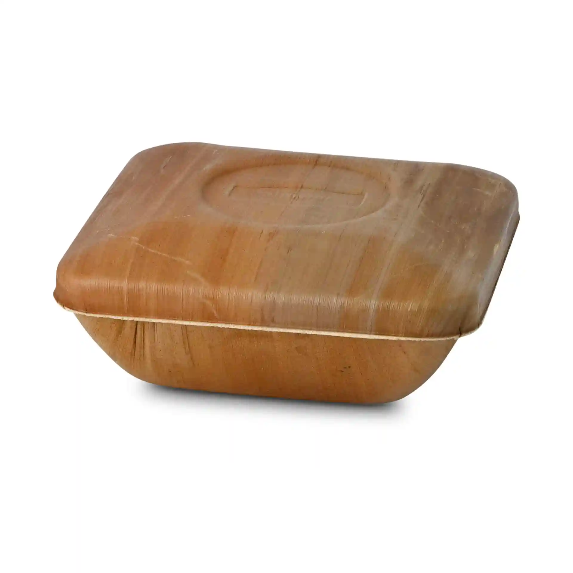 Square palm leaf bowl with lid, 800 ml capacity, grain color, 50 mm height, 180 mm length and width.