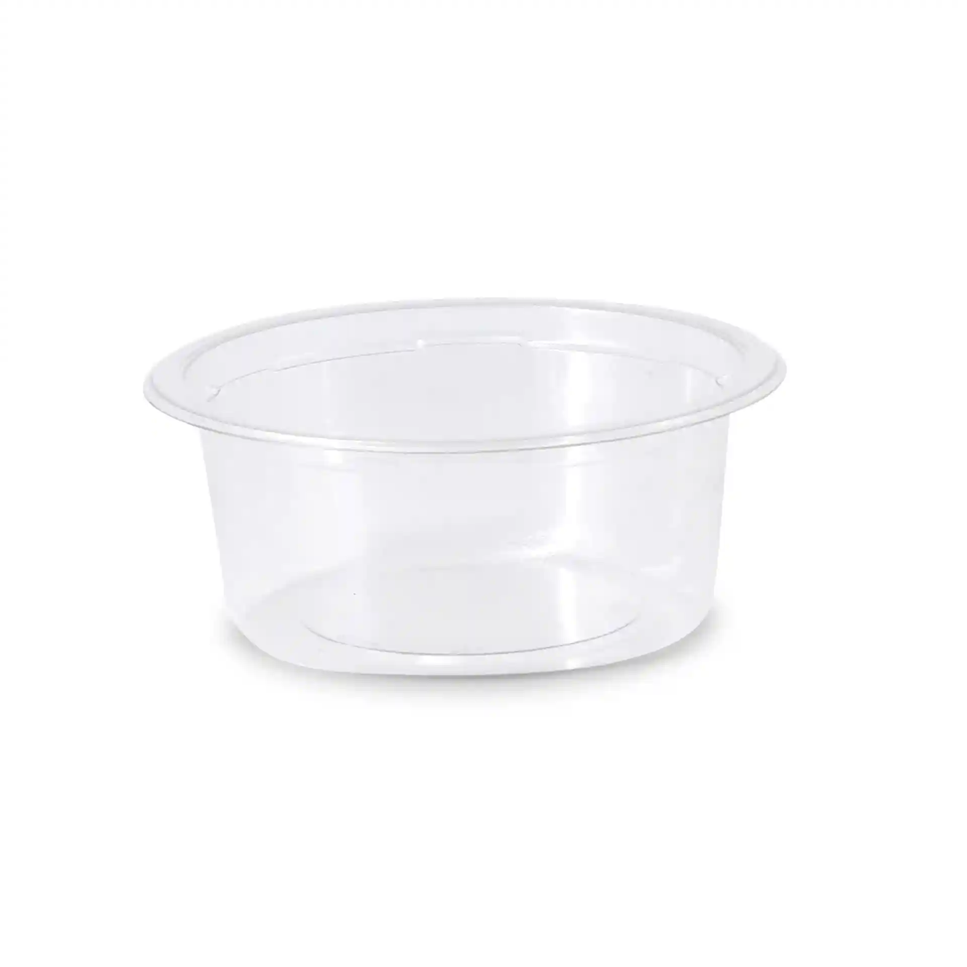 Transparent round deli pot with a diameter of 123 mm and a height of 60 mm, holding 325 ml.
