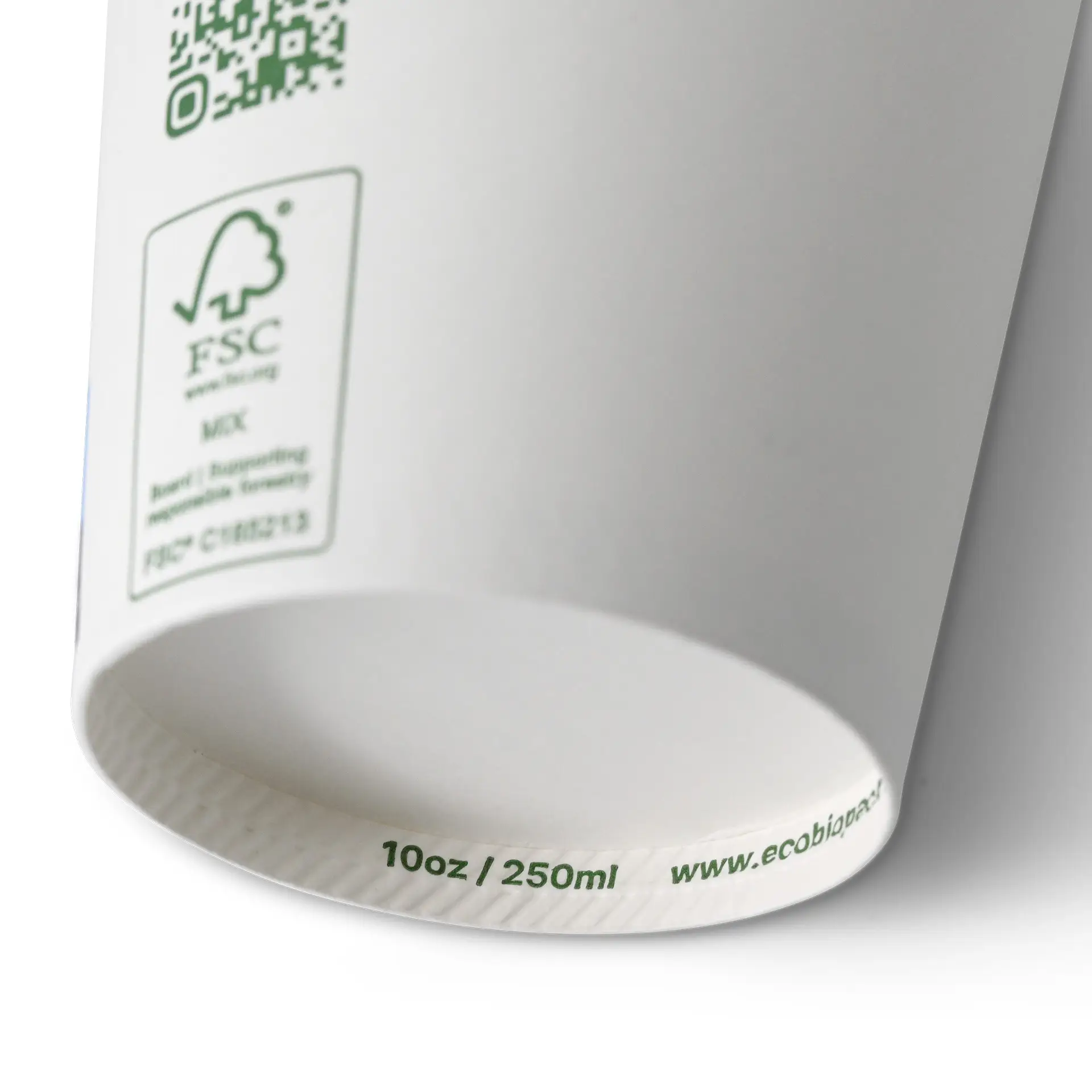 Paper cup 250 ml / 10 oz, Ø 90 mm, single wall, white, PLA-coated
