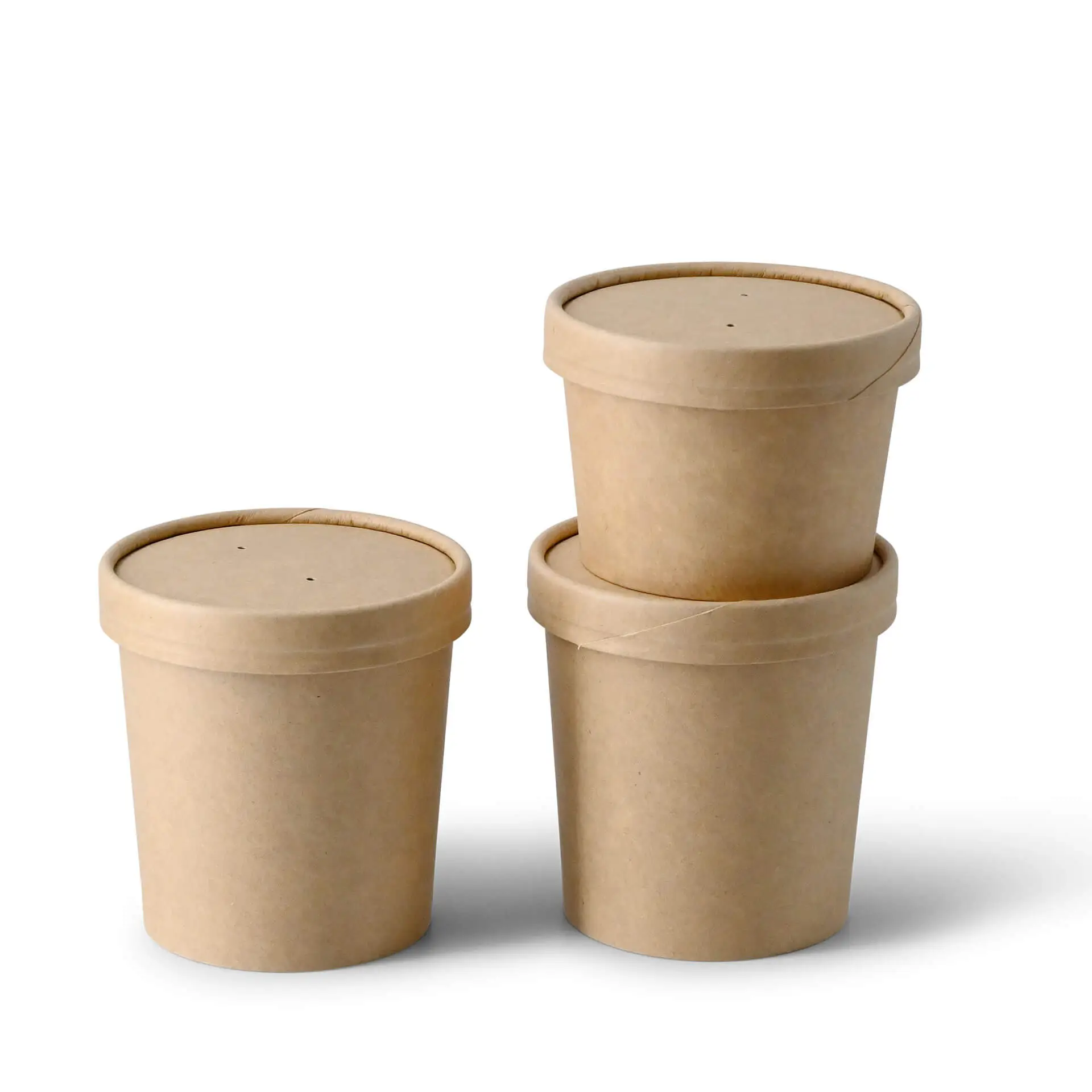 Soup cup to go made of cardboard 300 ml / 12 oz, Ø 90 mm, brown, eco-friendly coating