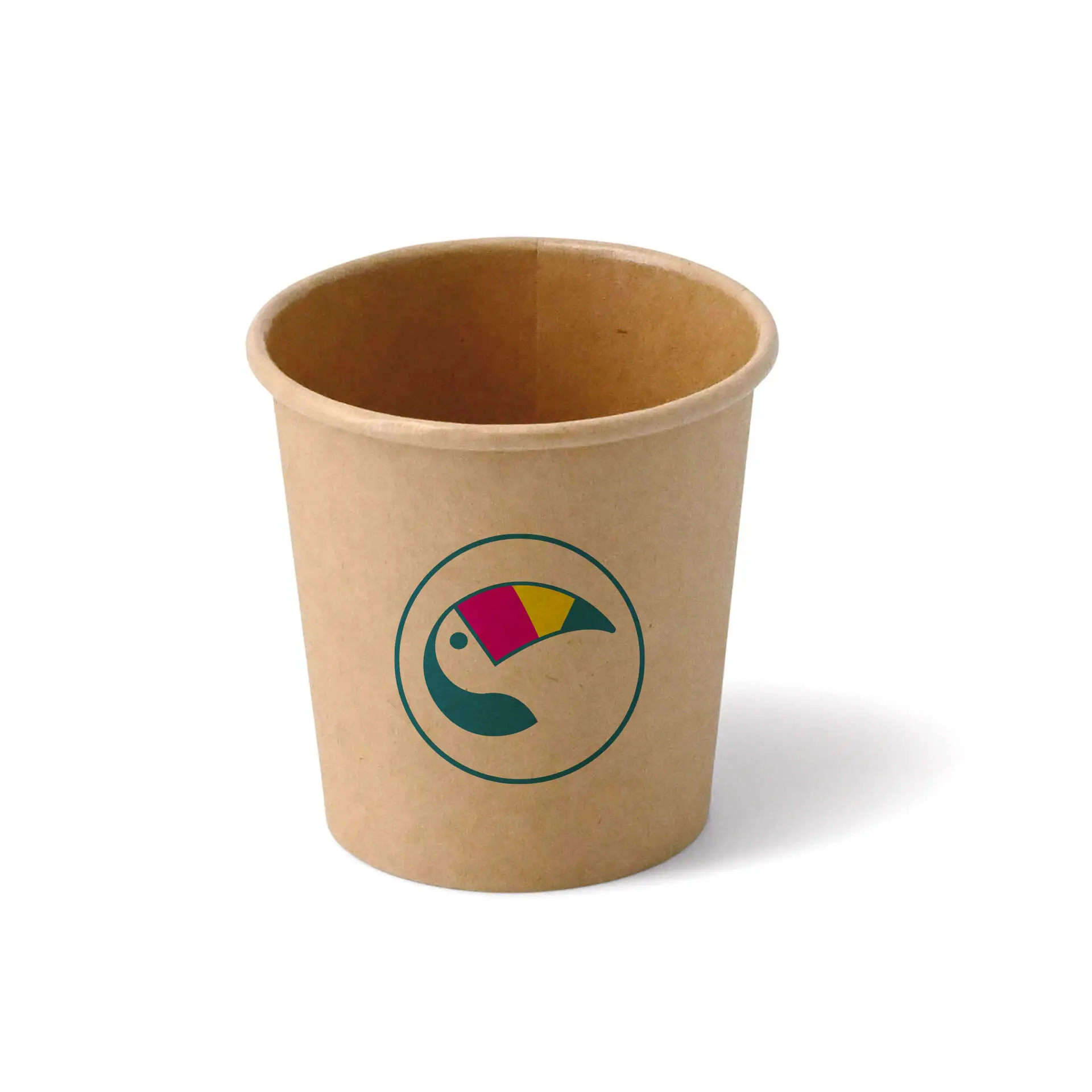 Paper cups with logo (single-wall), 100 ml / 4 oz, brown, PLA coated