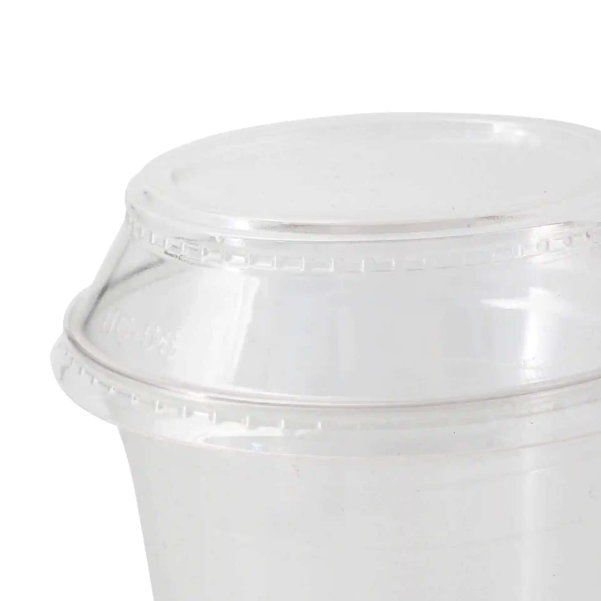 Transparent PLA lid with a diameter of 96 mm, featuring a smooth surface and a closed design.