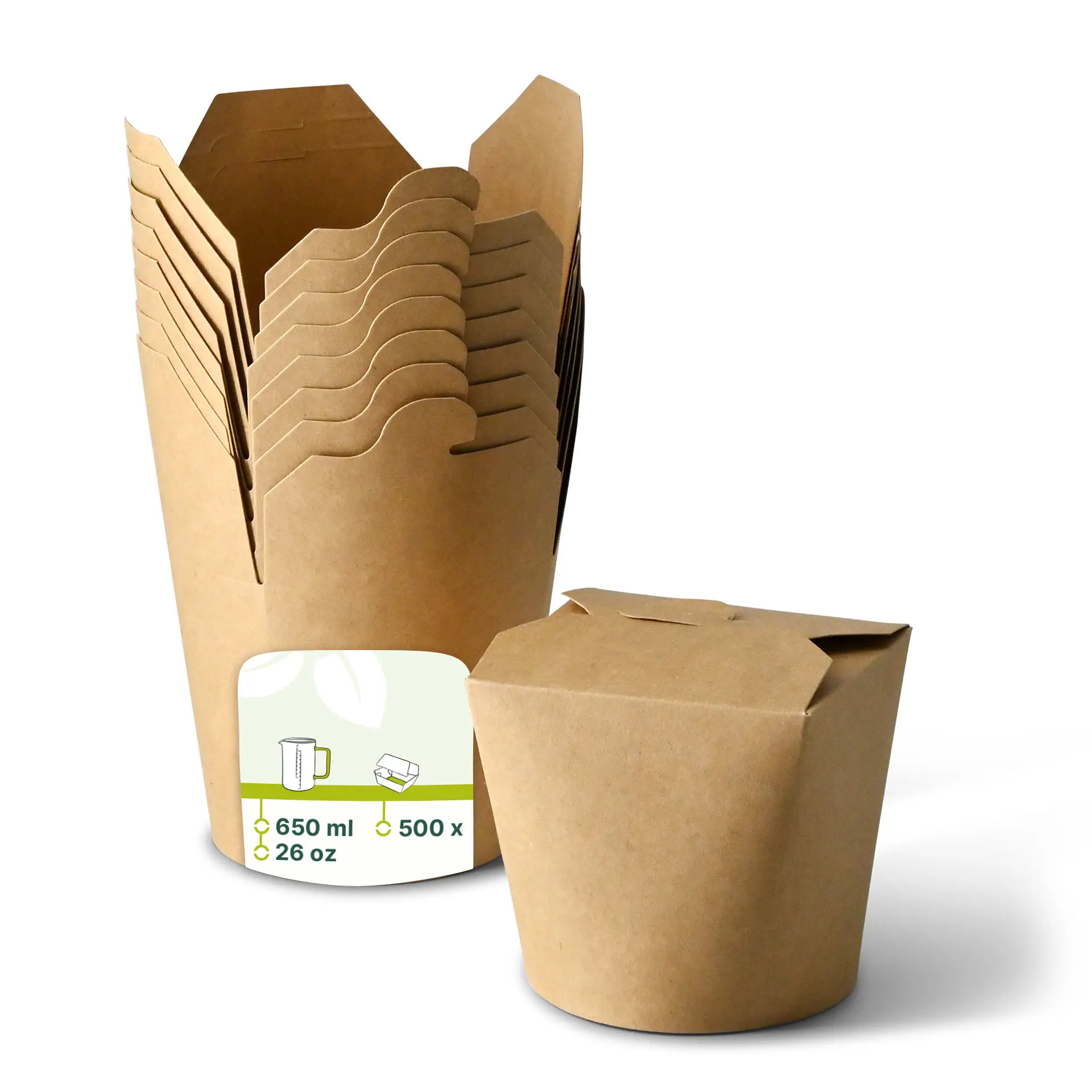 Noodle Boxes (eco-friendly coating) 650 ml, kraft Noodle Boxes (eco-friendly coating) 650 ml, kraft
