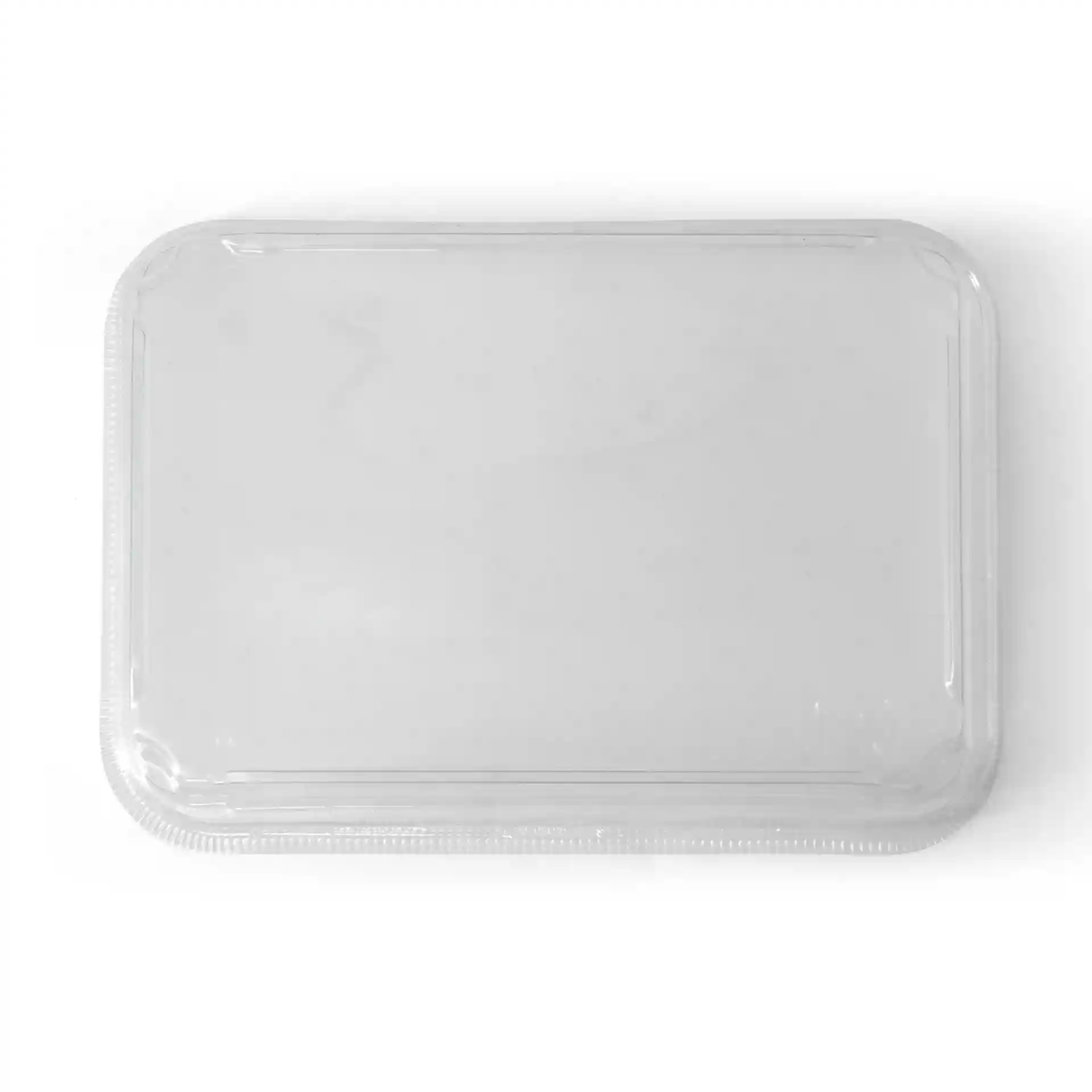 Transparent PET lid for sushi boxes, measuring 22 x 14 cm, with a height of 3 cm.