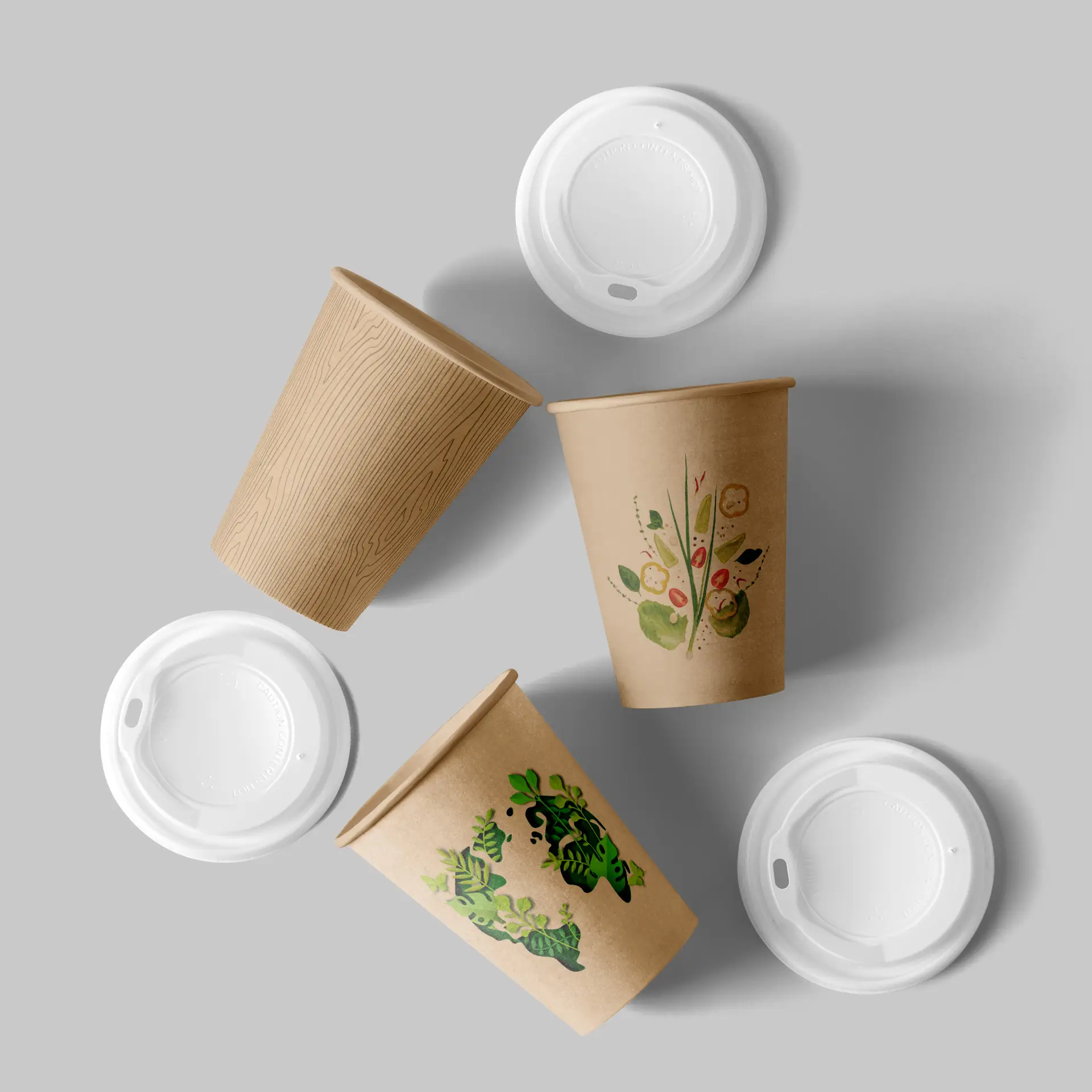 Paper cups with logo (single-wall), 200 ml / 8 oz, brown, PLA coated