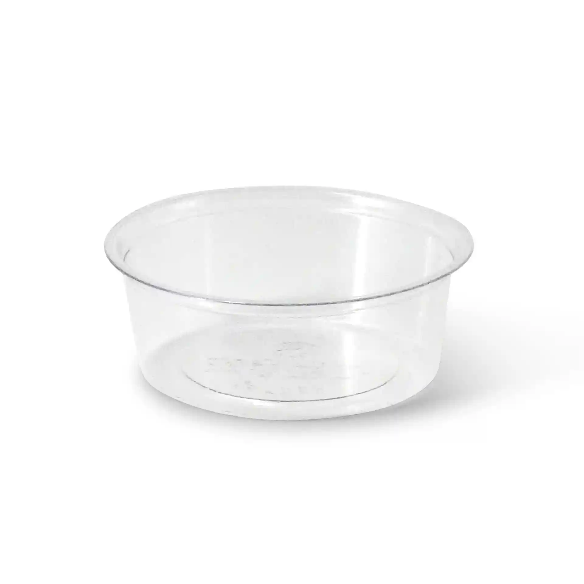 Clear PLA portion cup with a diameter of 70 mm and height of 25 mm, holding 60 ml of liquid.