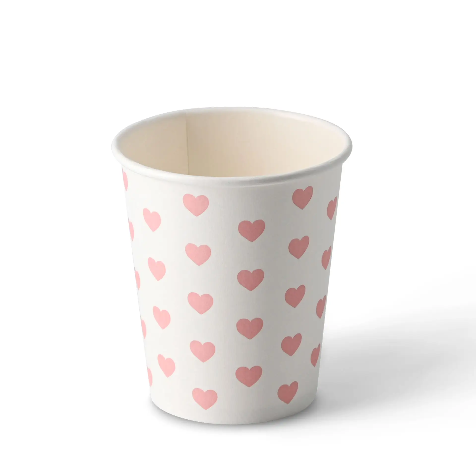 8 oz Paper cup printed with "Hearts", Ø 80 mm, white