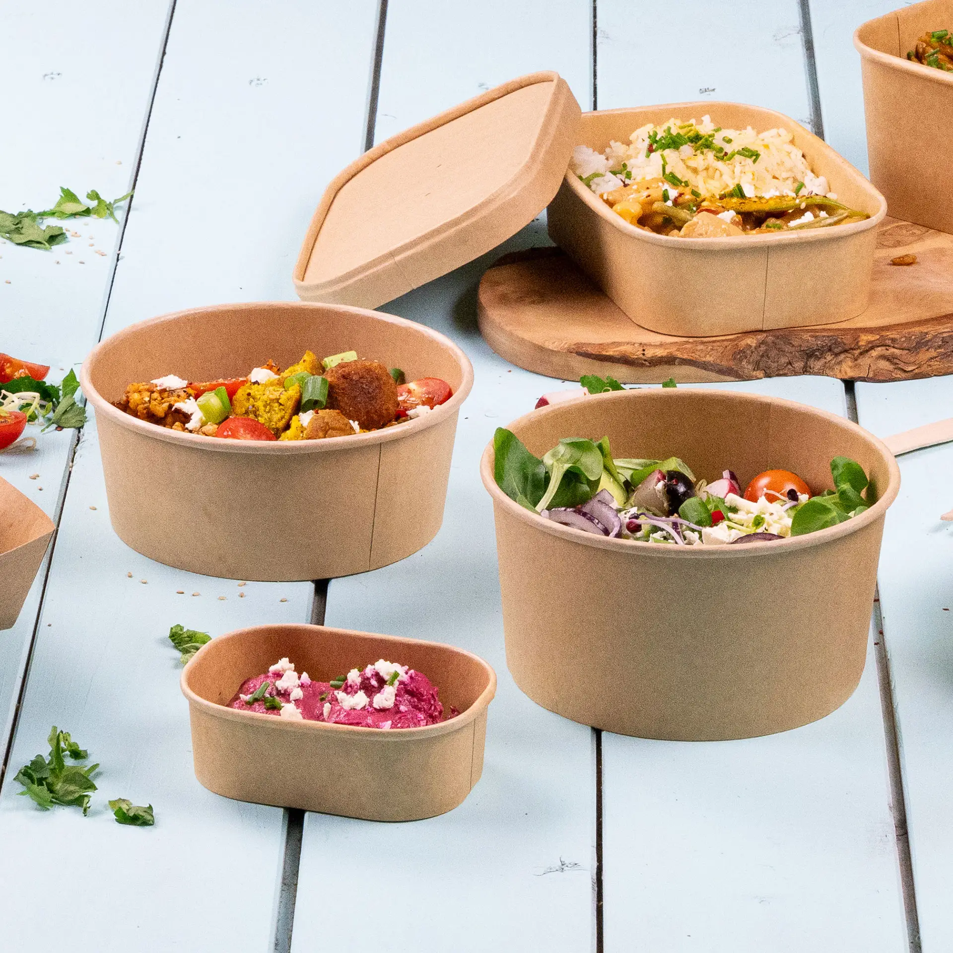 Paper-bowls (premium) 650 ml, Ø 150 mm, brown, round
