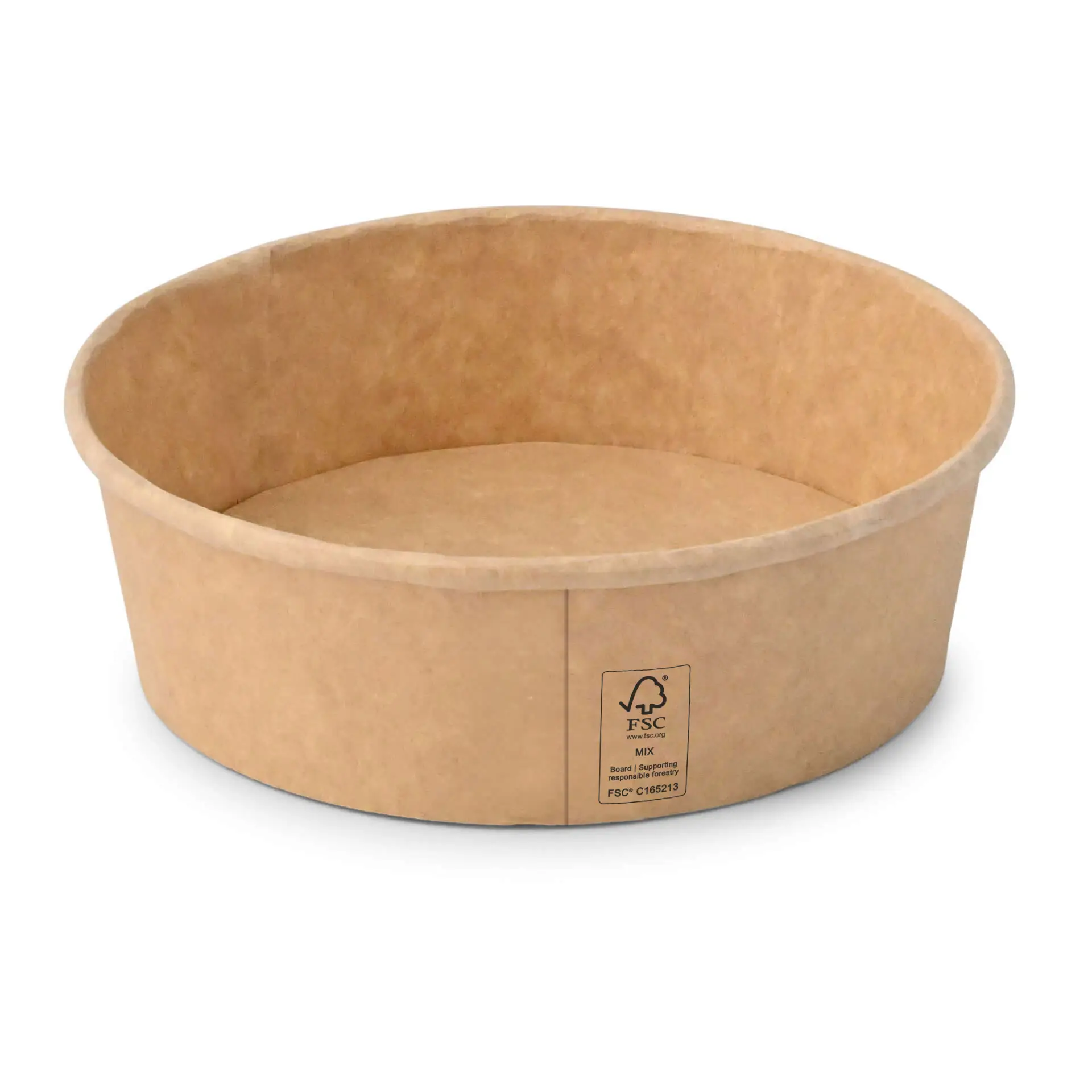 Brown paper salad bowl, coated, 400 ml, round, suitable for hot and cold dishes, ideal for takeaway operations.